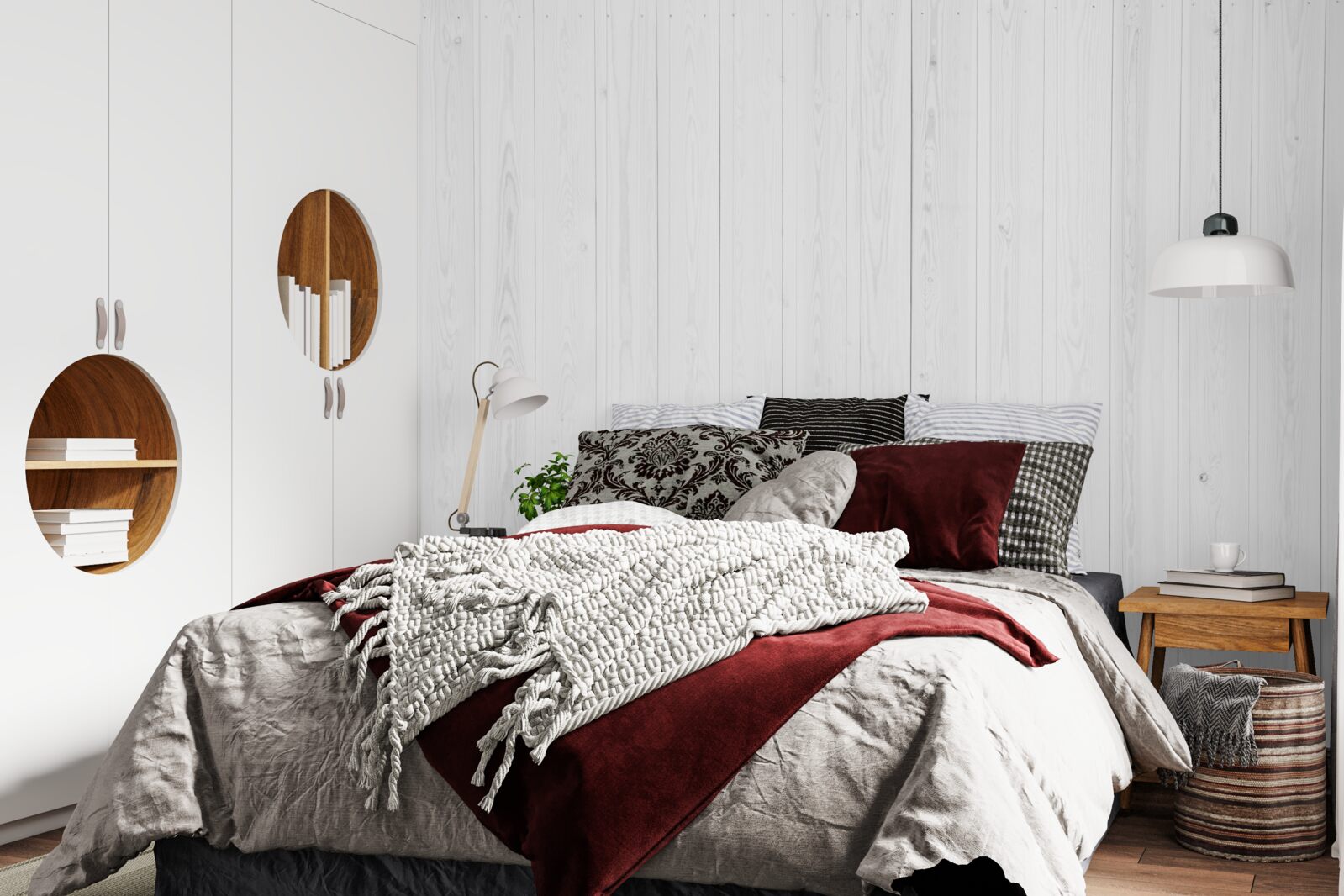 Fotobehang wit parket gelegd in verticale richting