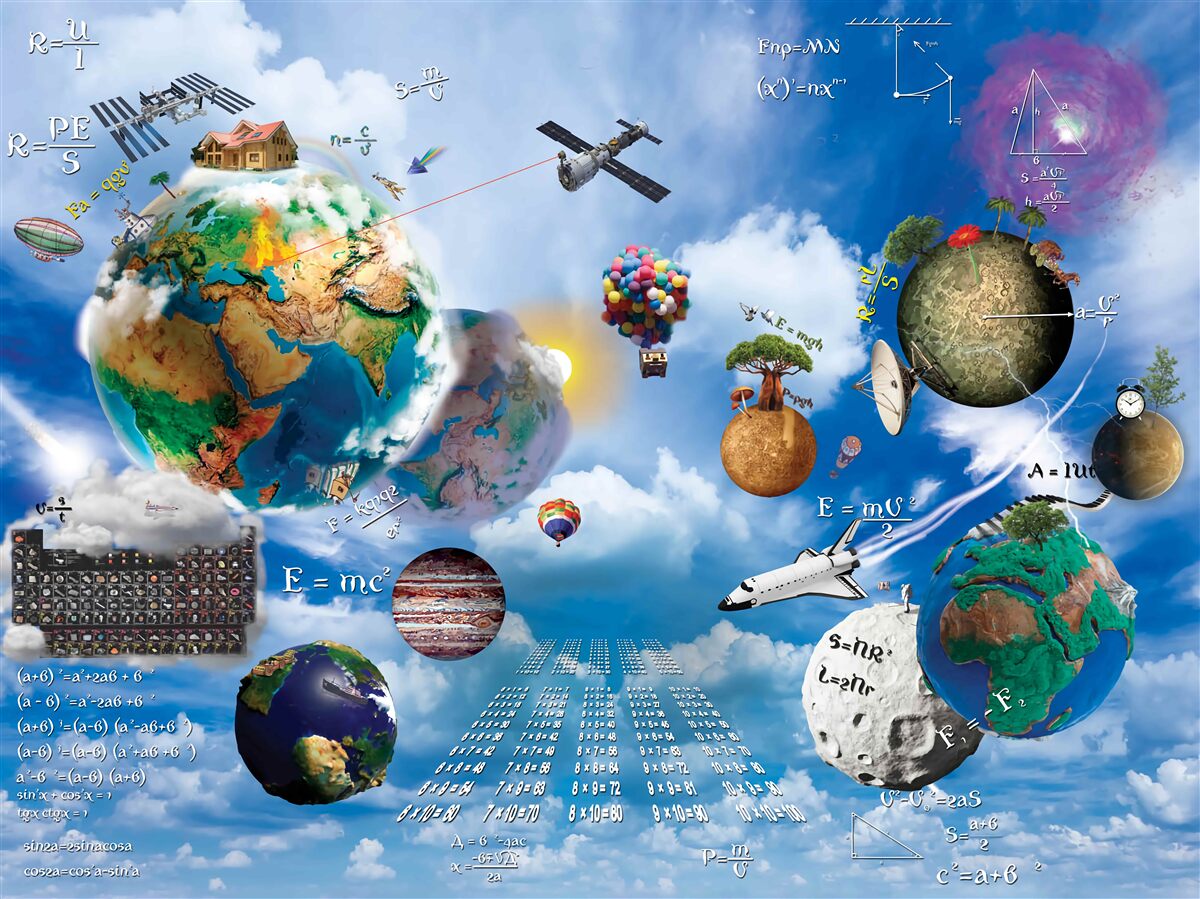 Fotobehang toekomstige planeten en toekomstige technologische apparaten