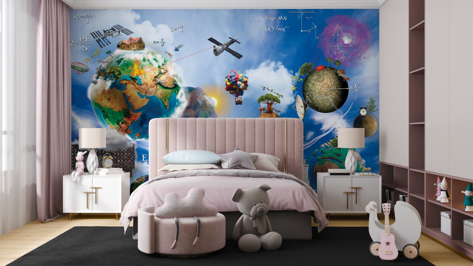 Fotobehang toekomstige planeten en toekomstige technologische apparaten