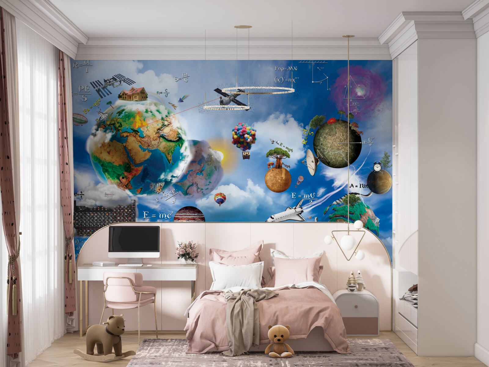 Fotobehang toekomstige planeten en toekomstige technologische apparaten