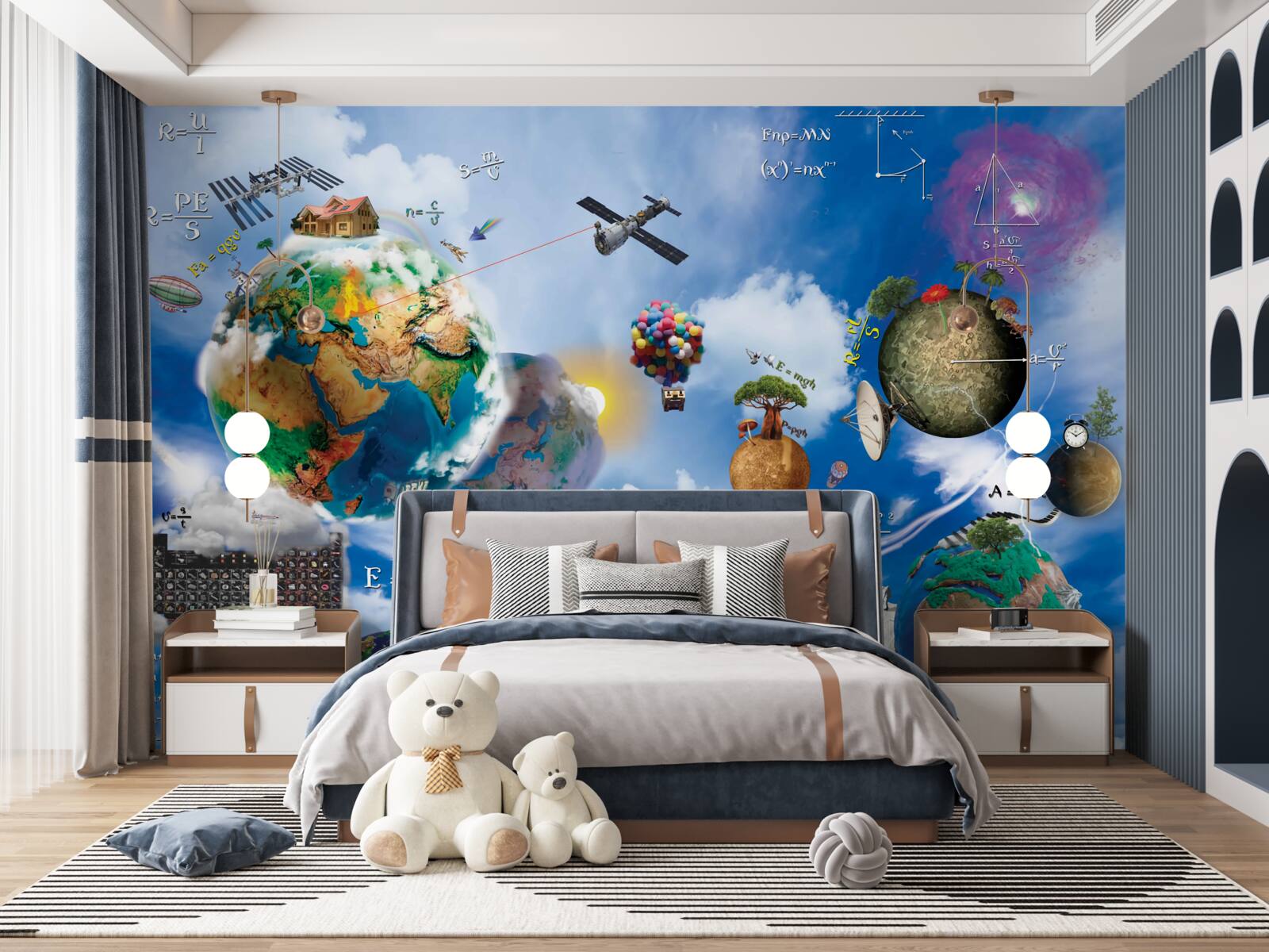 Fotobehang toekomstige planeten en toekomstige technologische apparaten