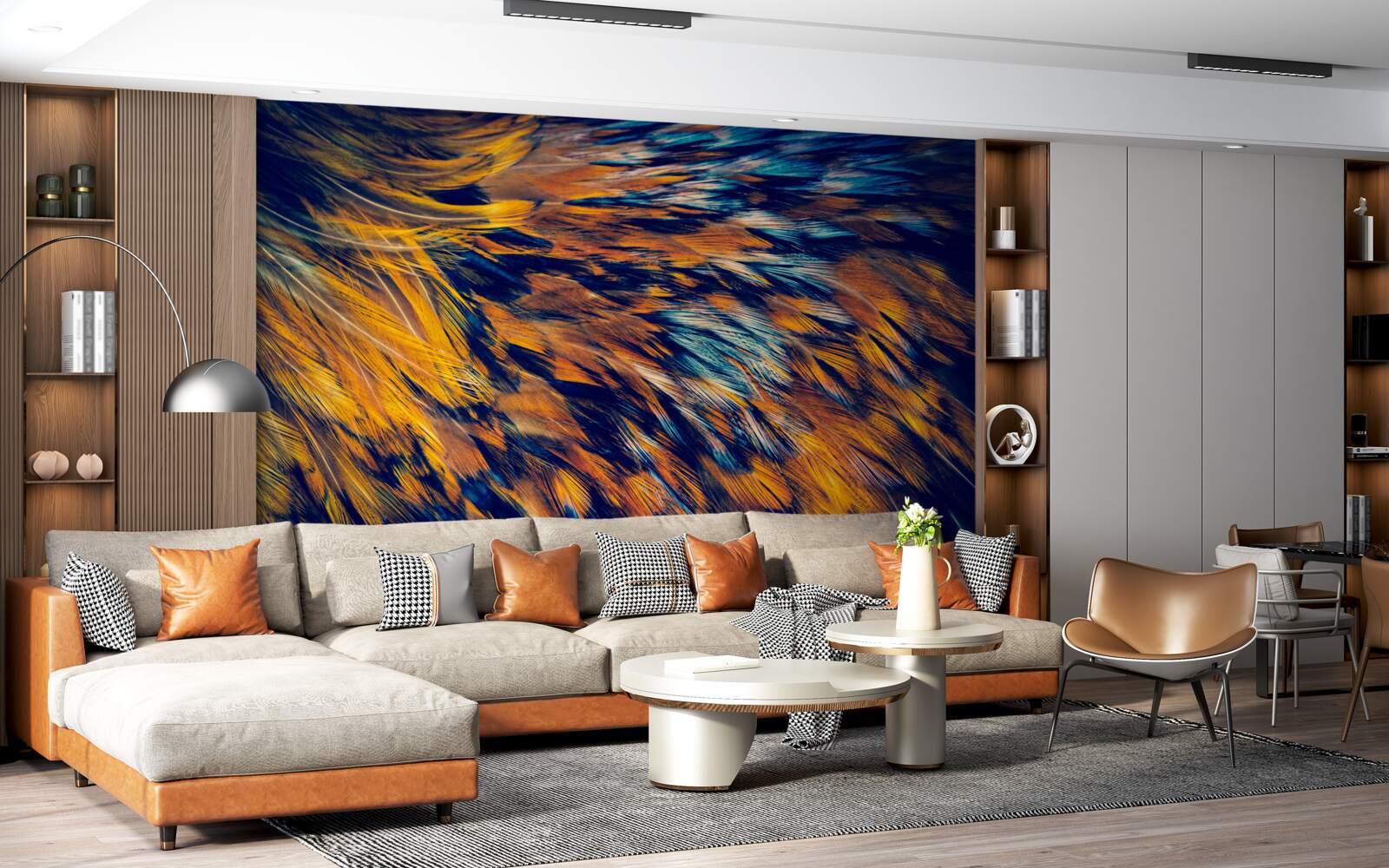 Fotobehang gouden tarwehalmen in de stralen van de ondergaande zon