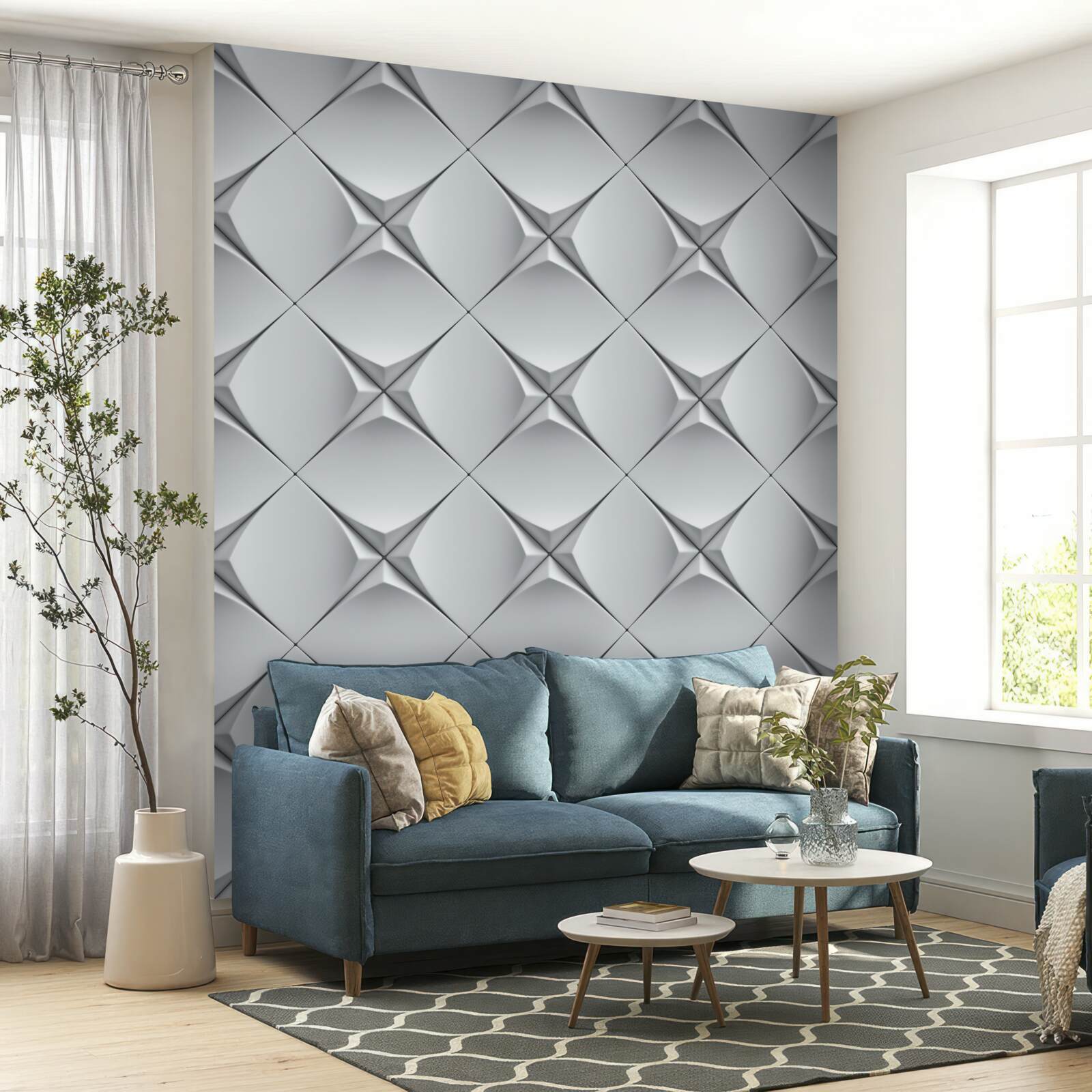 Fotobehang achtergrond bestaande uit witte figuren in abstractie