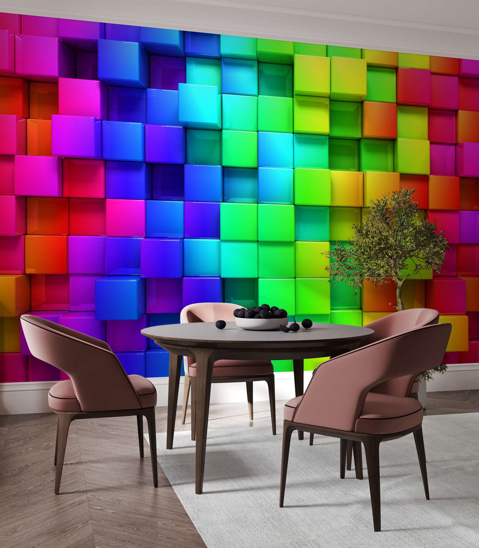 Fotobehang 3D kubussen in rijke kleuren