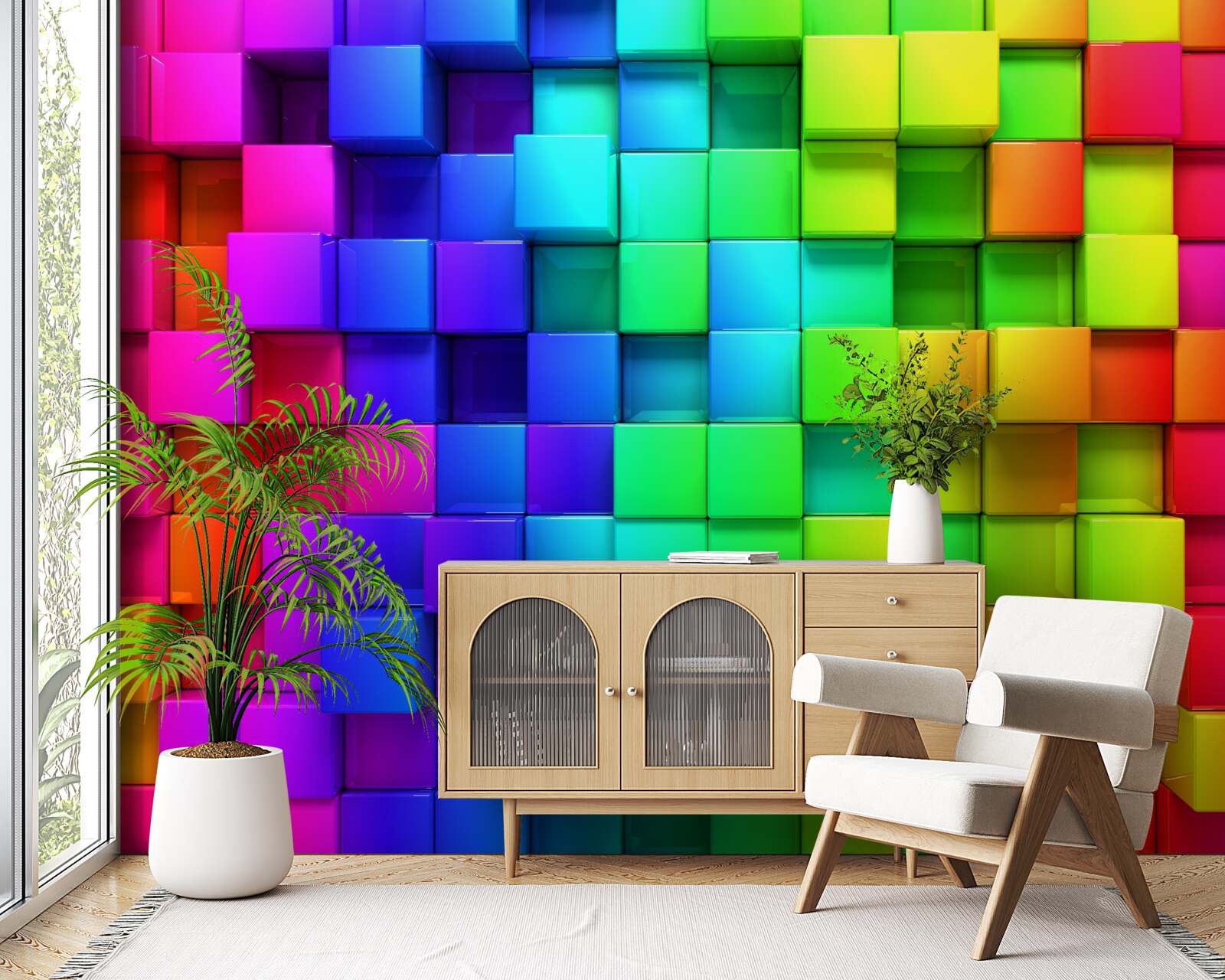 Fotobehang 3D kubussen in rijke kleuren