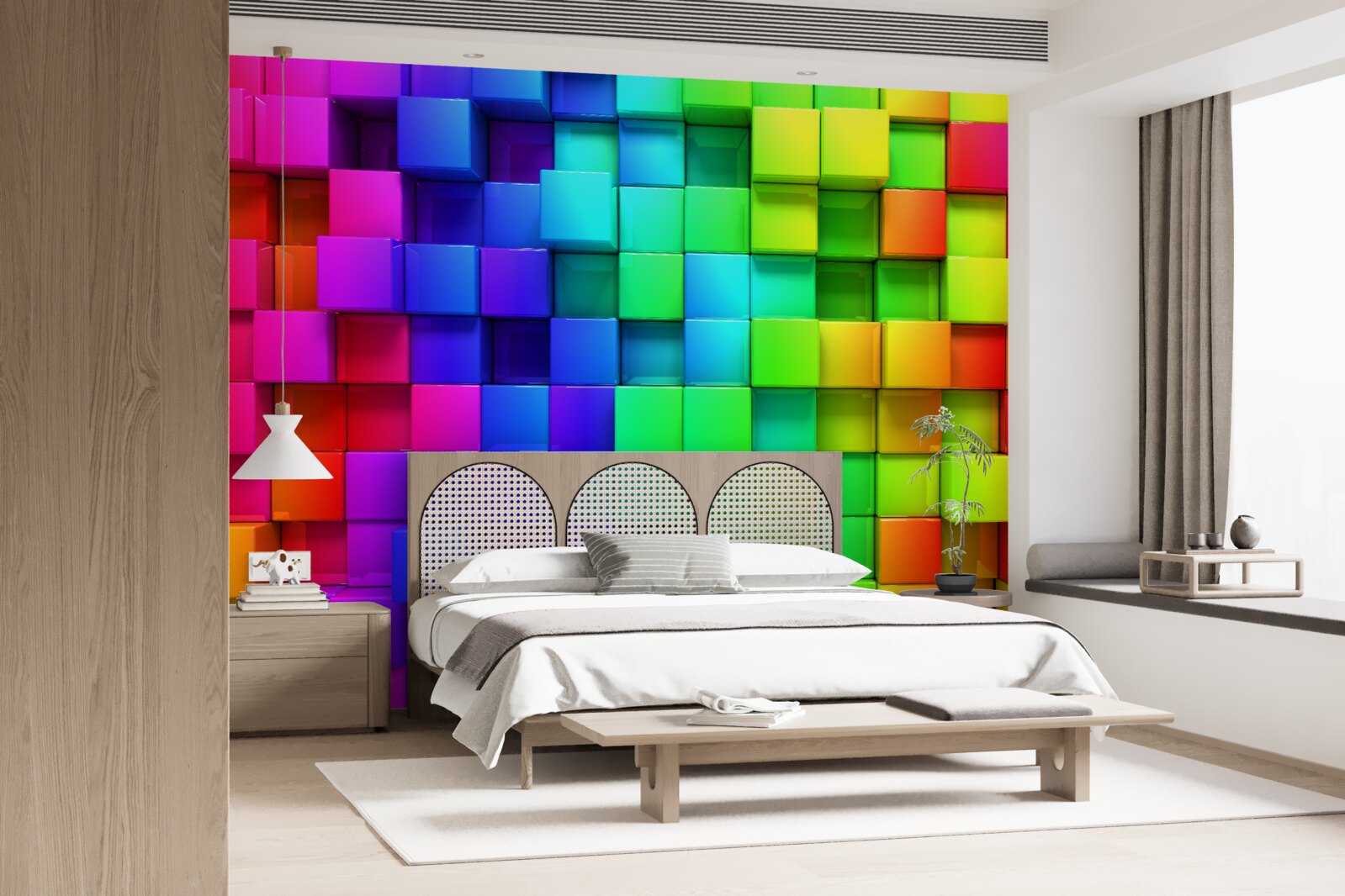 Fotobehang 3D kubussen in rijke kleuren