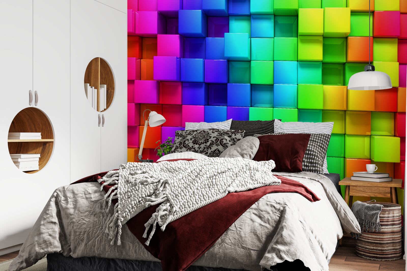 Fotobehang 3D kubussen in rijke kleuren