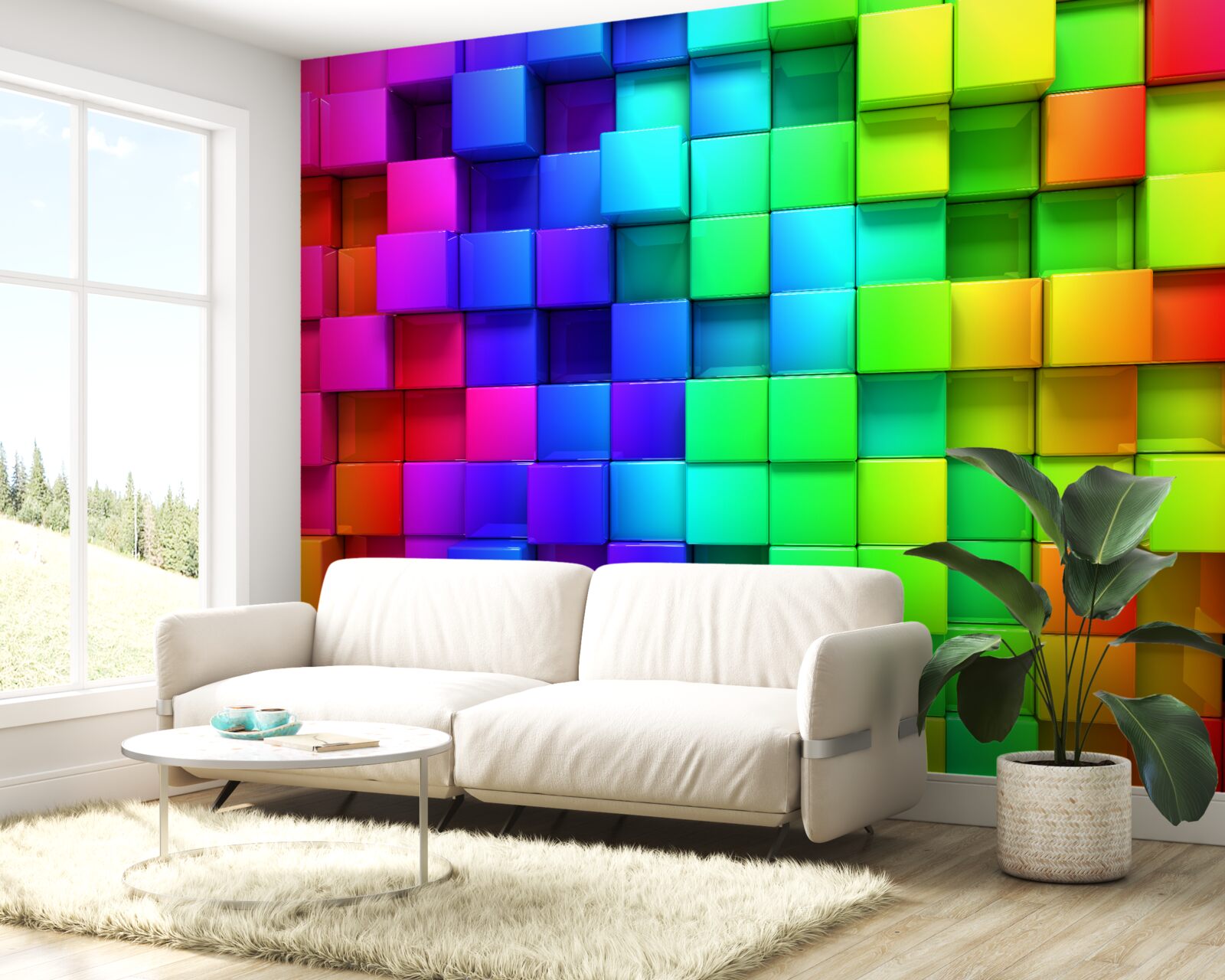 Fotobehang 3D kubussen in rijke kleuren