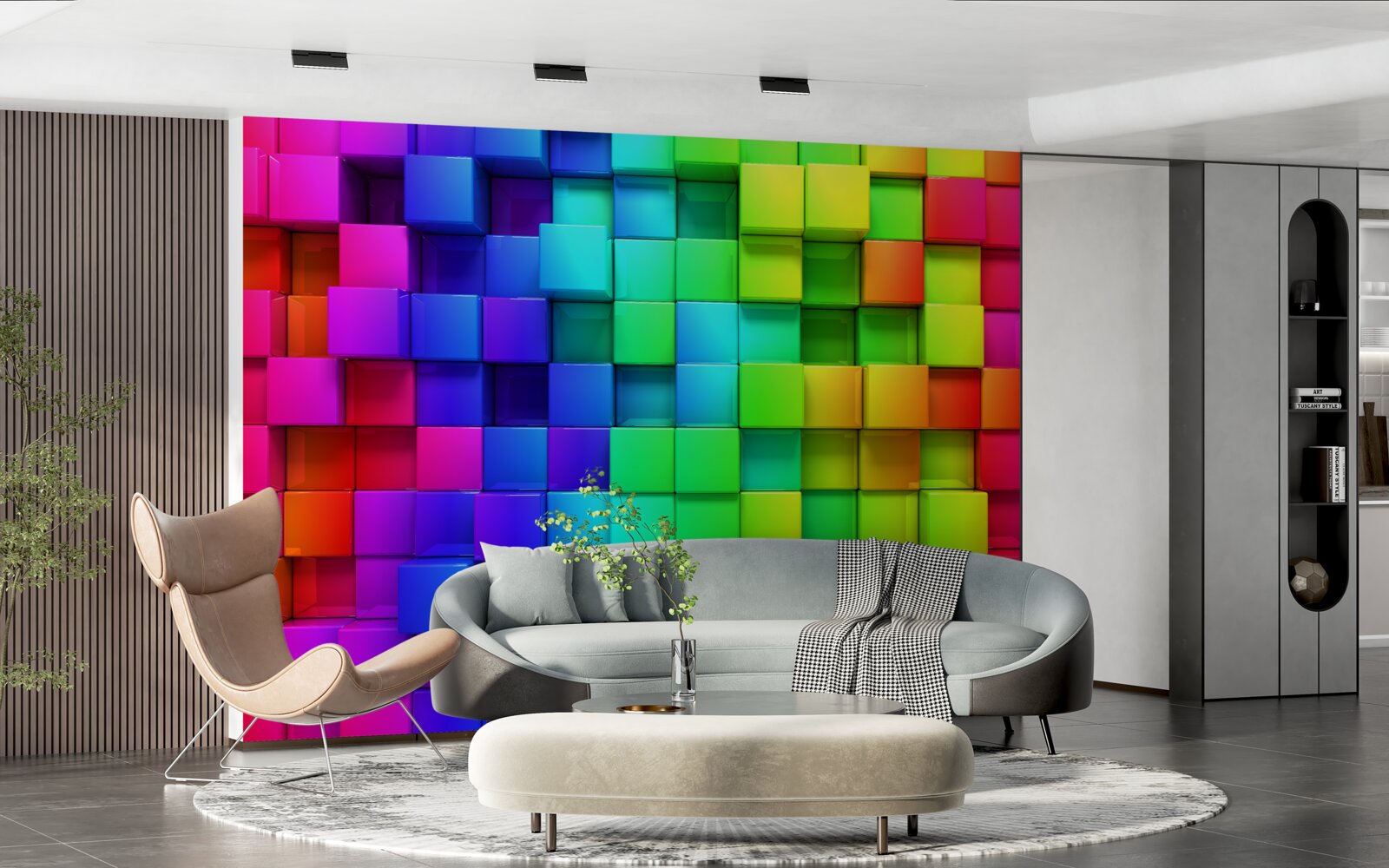 Fotobehang 3D kubussen in rijke kleuren