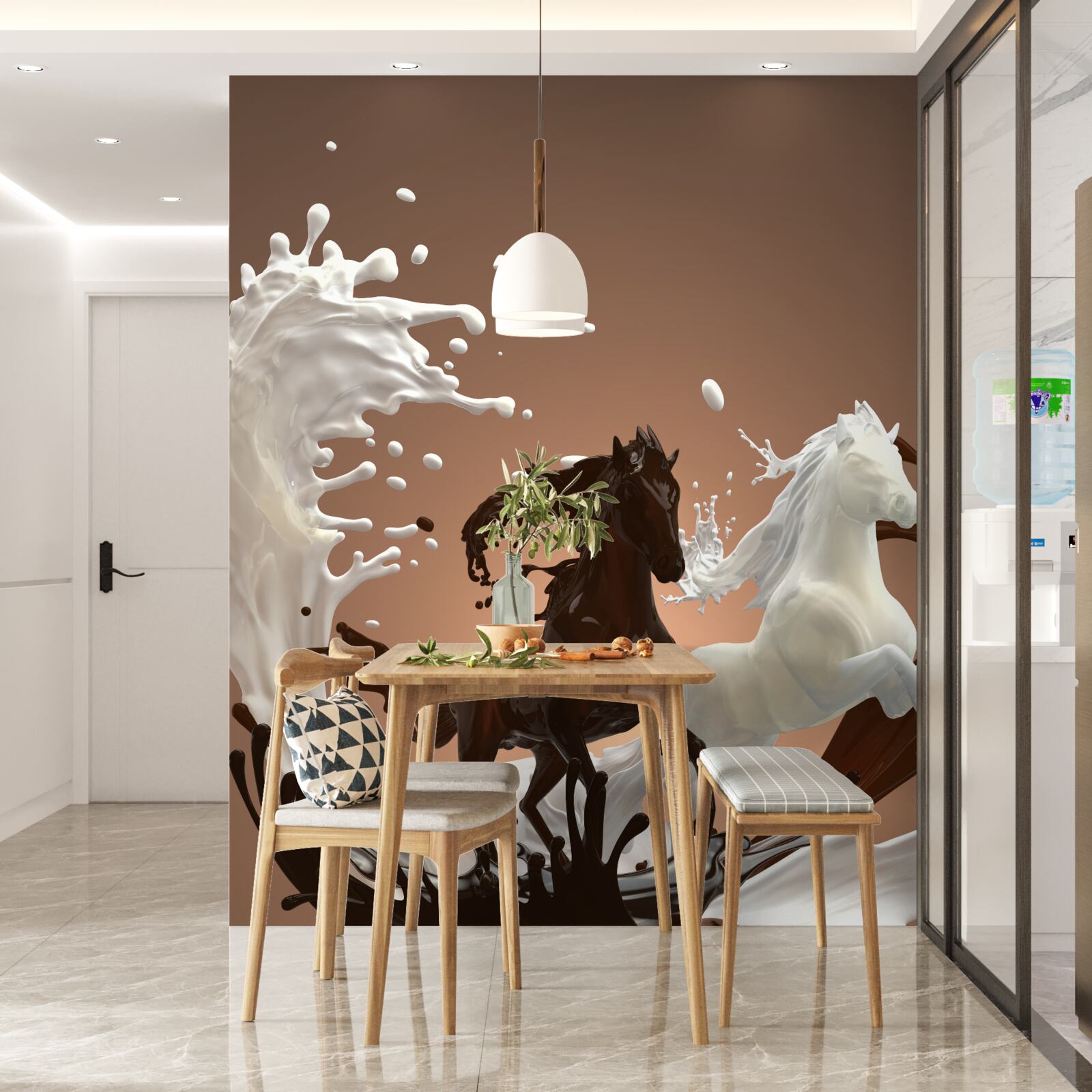 Fotobehang wateronttrekking in de vorm van rennende paarden