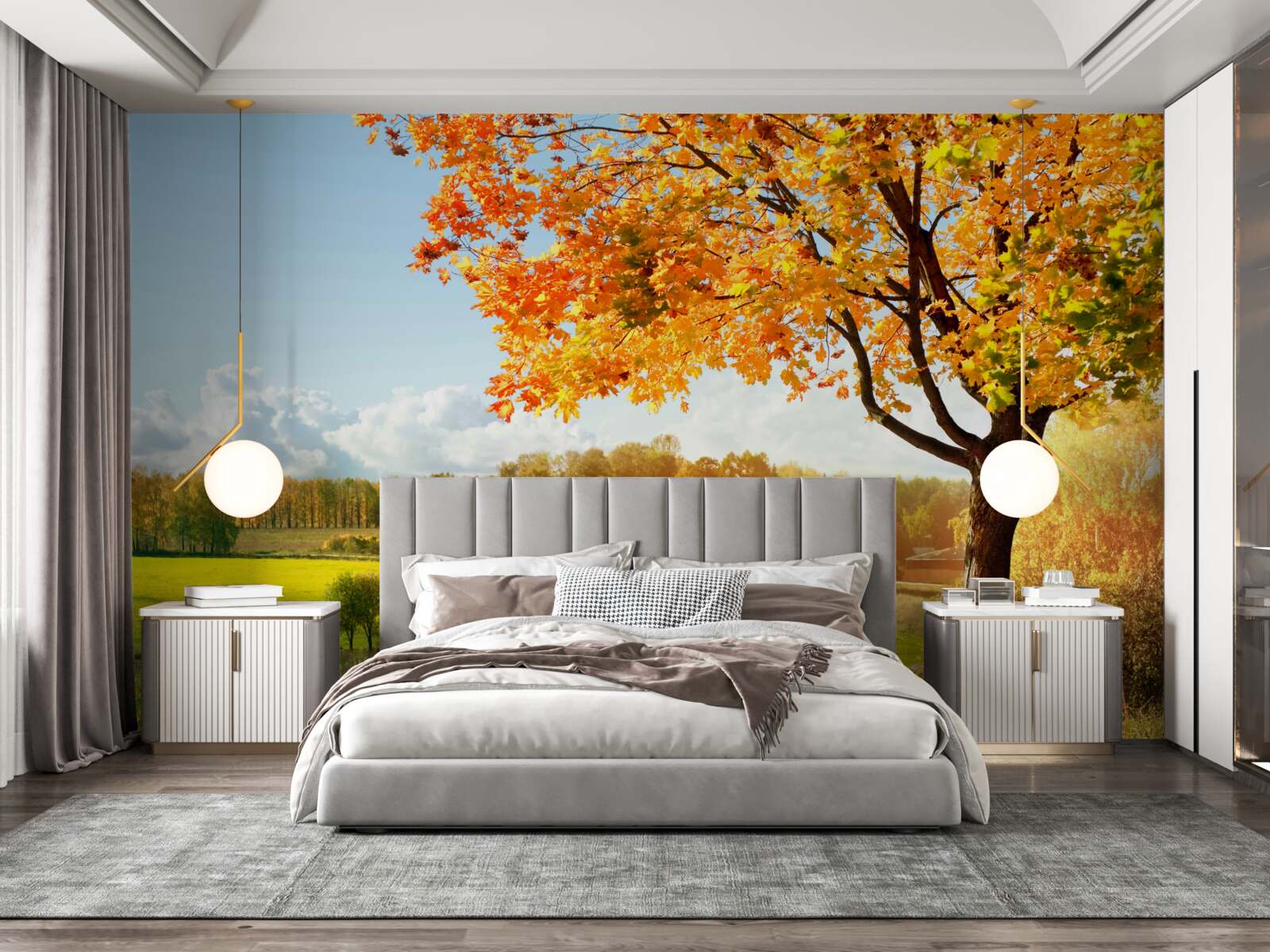 Fotobehang een heldere herfstdag, gehuld in gouden schoonheid