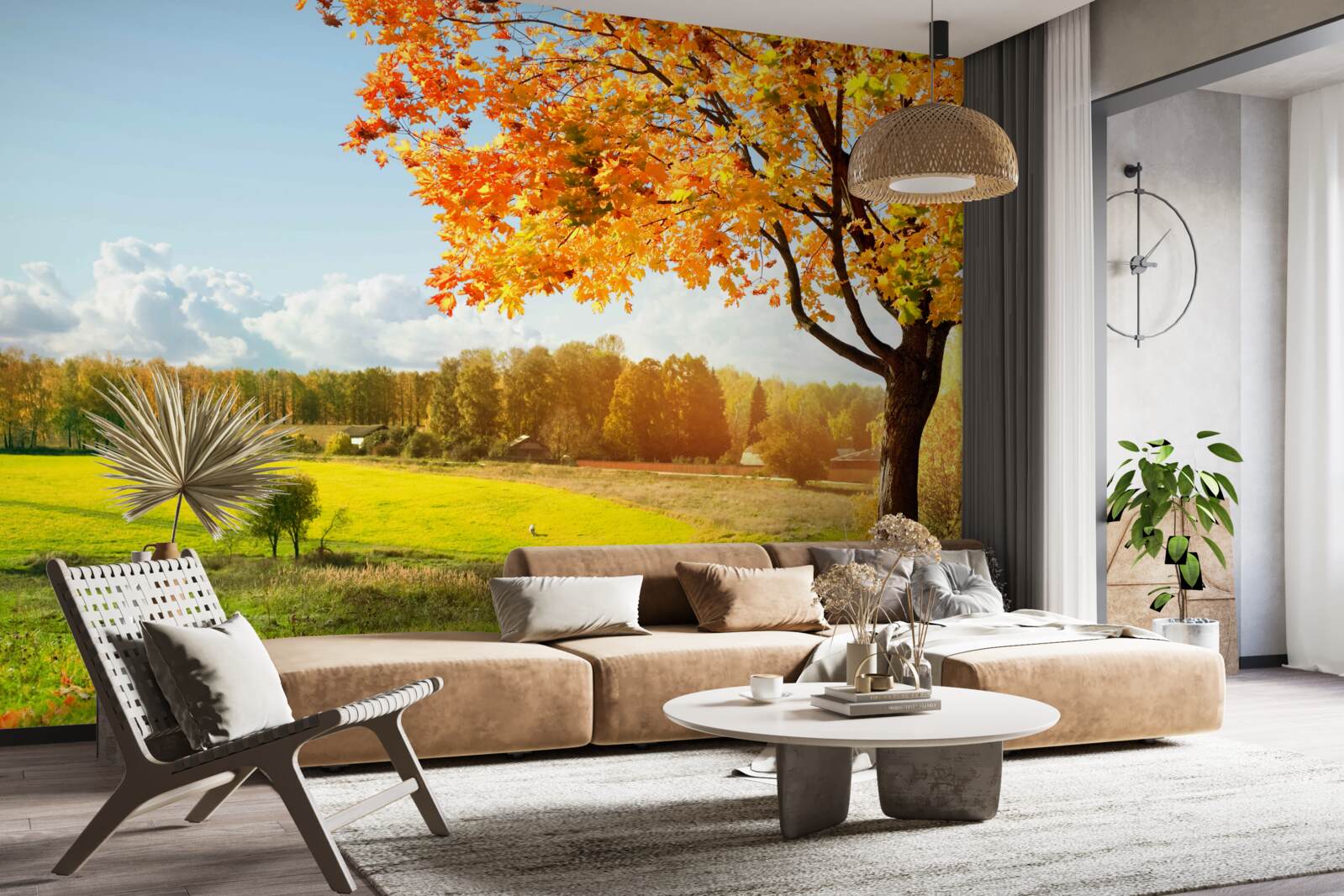 Fotobehang een heldere herfstdag, gehuld in gouden schoonheid