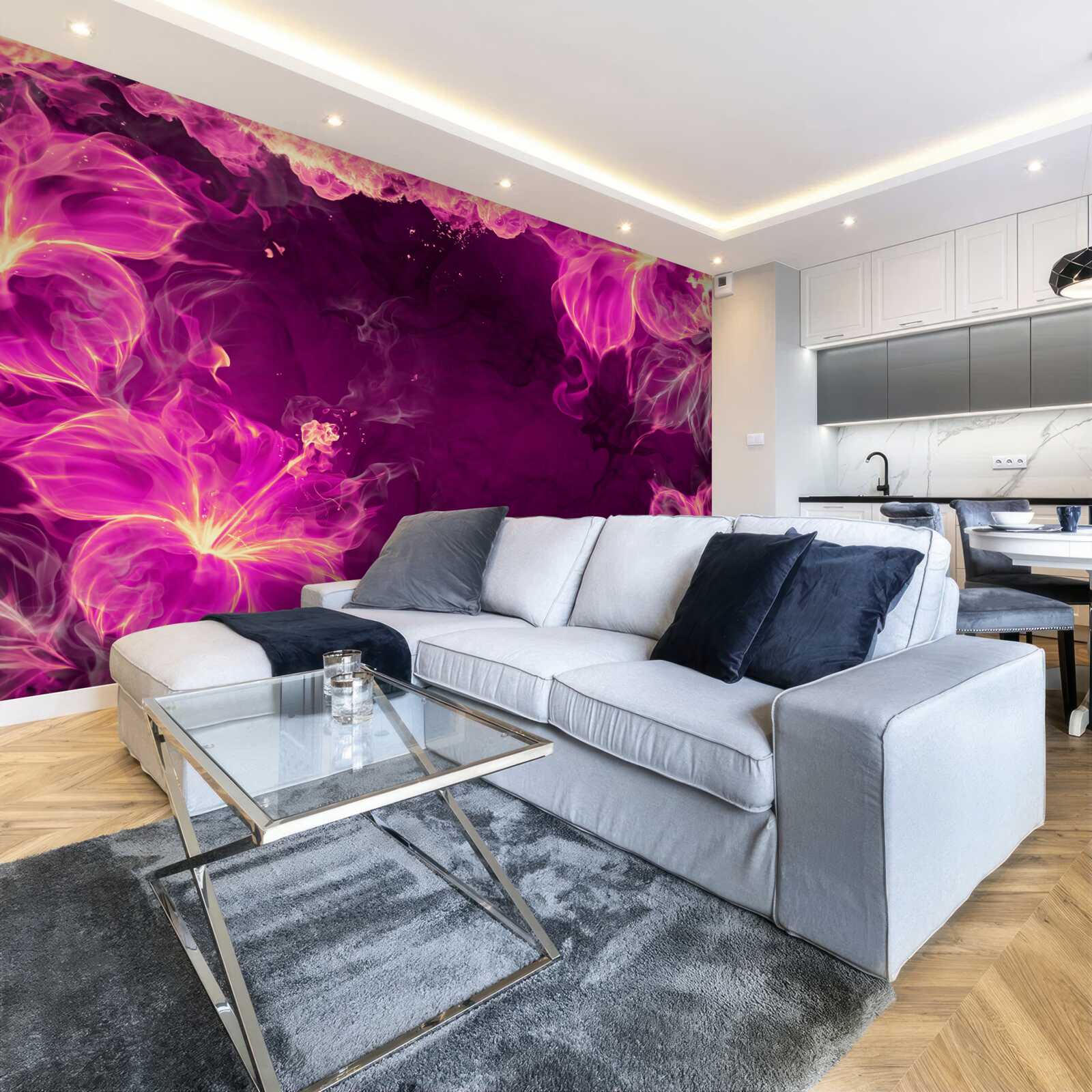 Fotobehang lila-gekleurde bloemknoppen in een abstracte vorm