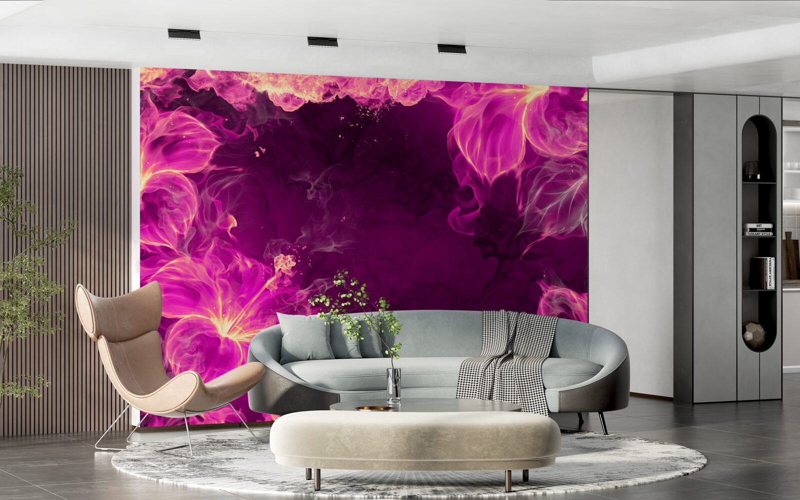 Fotobehang lila-gekleurde bloemknoppen in een abstracte vorm