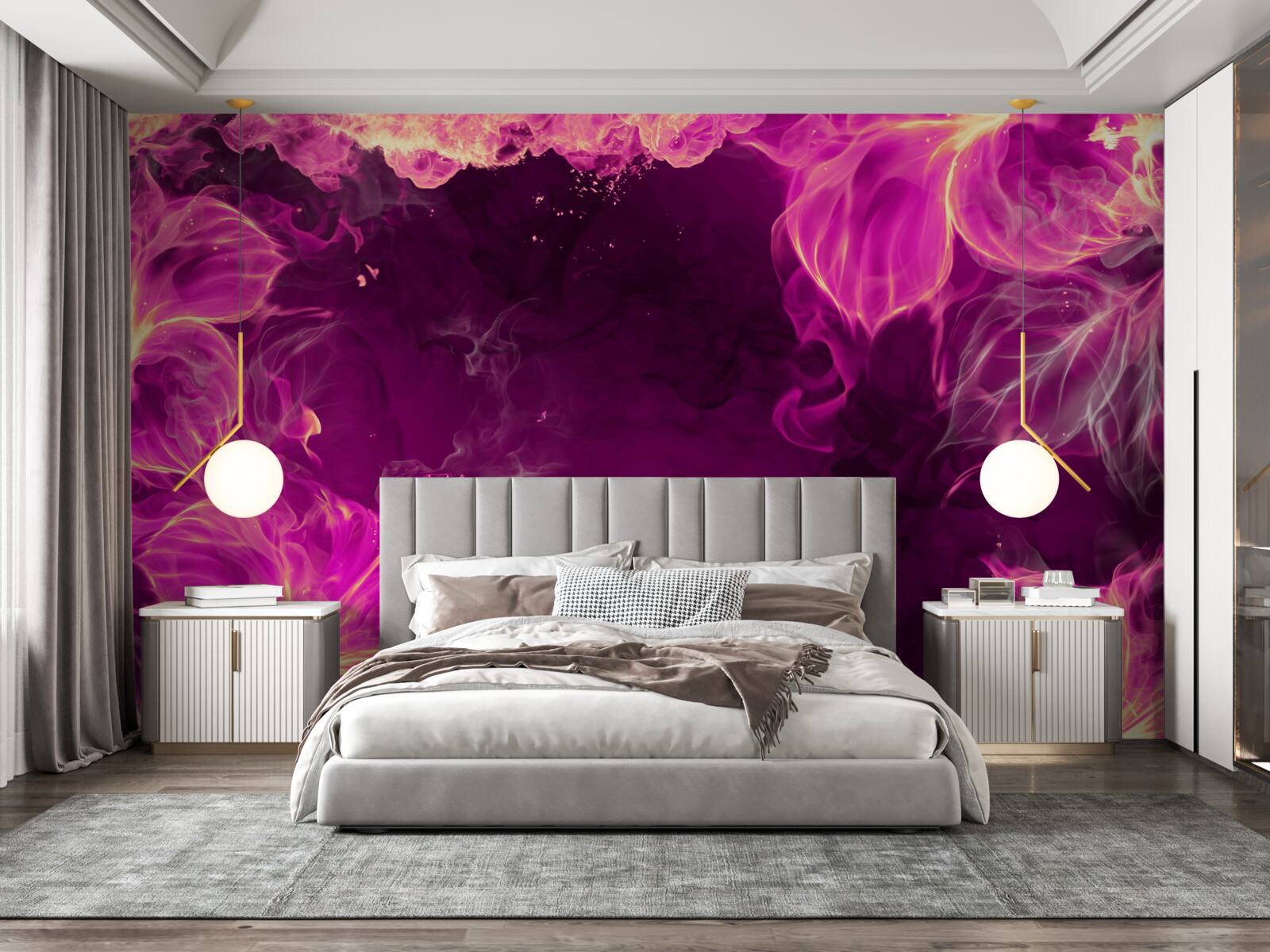 Fotobehang lila-gekleurde bloemknoppen in een abstracte vorm