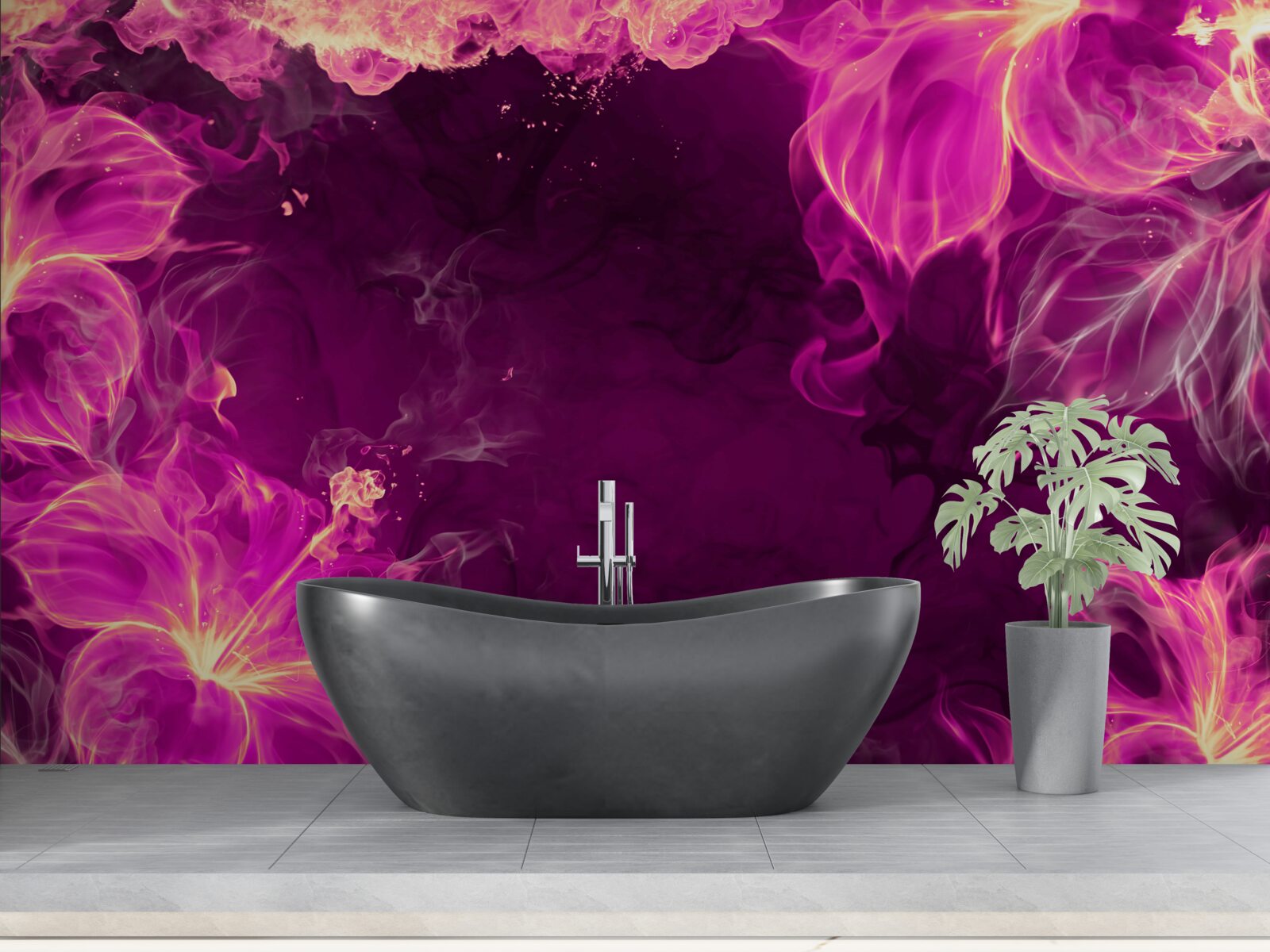 Fotobehang lila-gekleurde bloemknoppen in een abstracte vorm