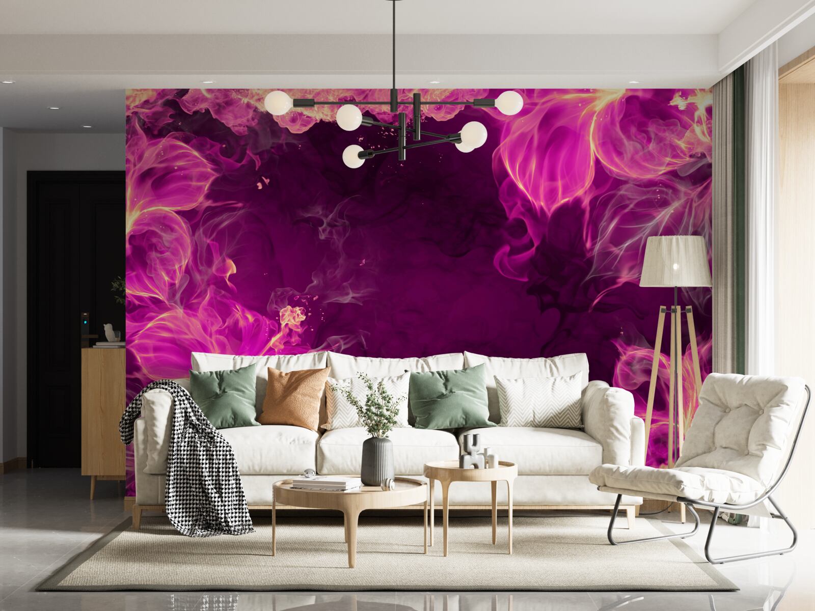 Fotobehang lila-gekleurde bloemknoppen in een abstracte vorm