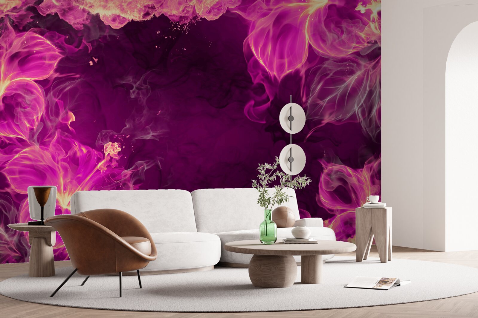 Fotobehang lila-gekleurde bloemknoppen in een abstracte vorm