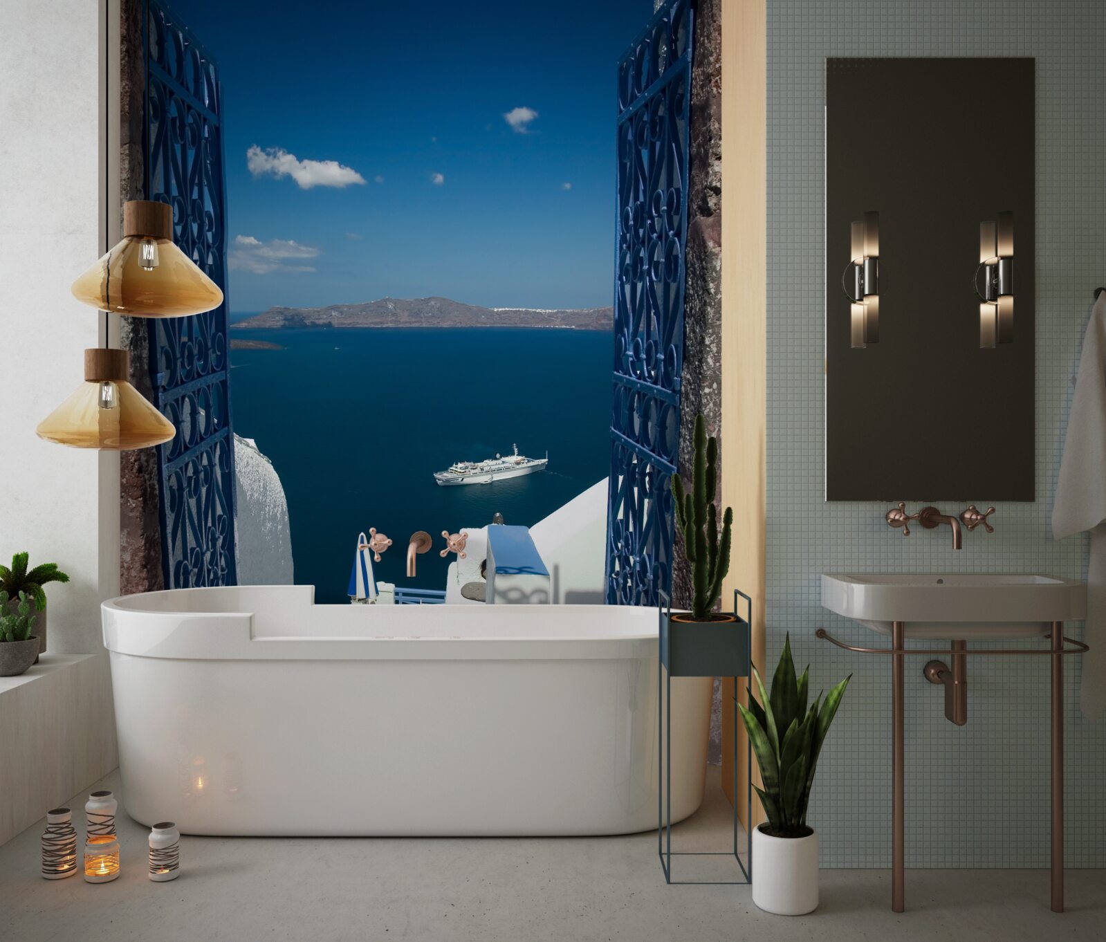 Fotobehang trap naar beneden naar de zee in cyprus