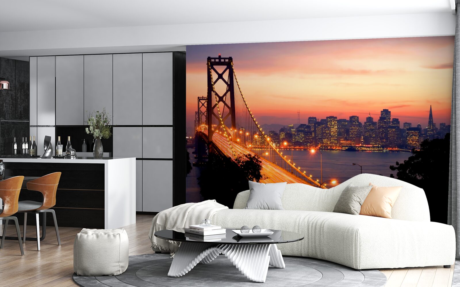 Fotobehang san francisco is verlicht