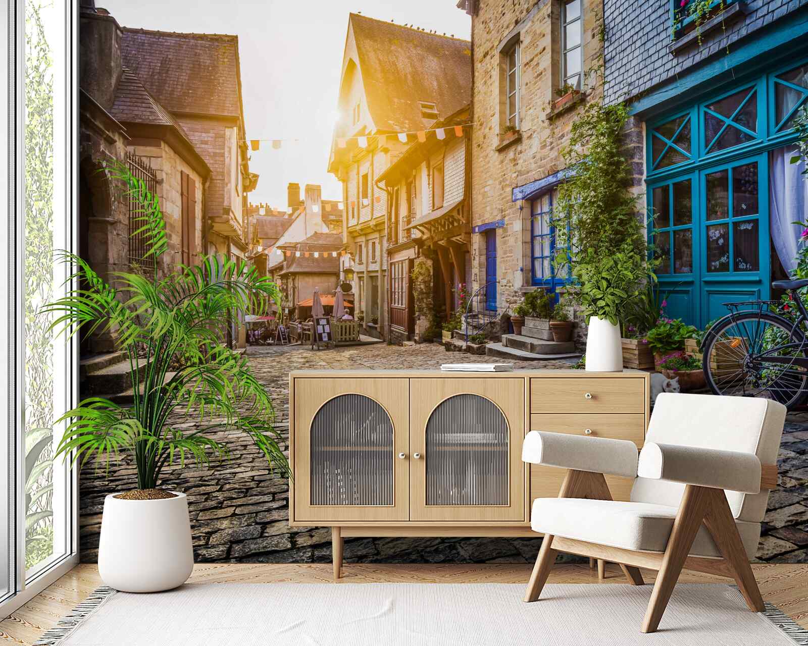 Fotobehang heldere ochtend in een oude nederzetting