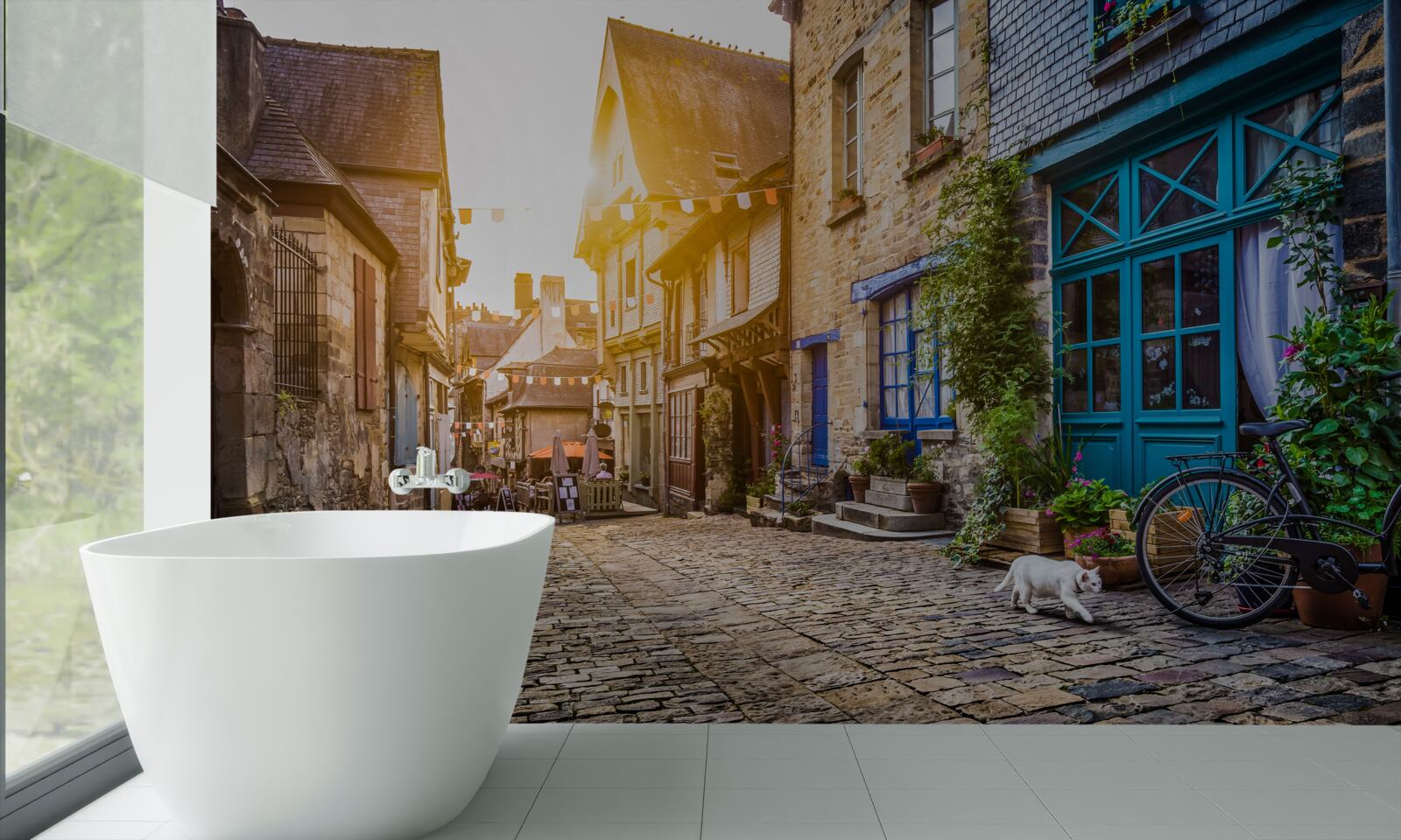 Fotobehang heldere ochtend in een oude nederzetting