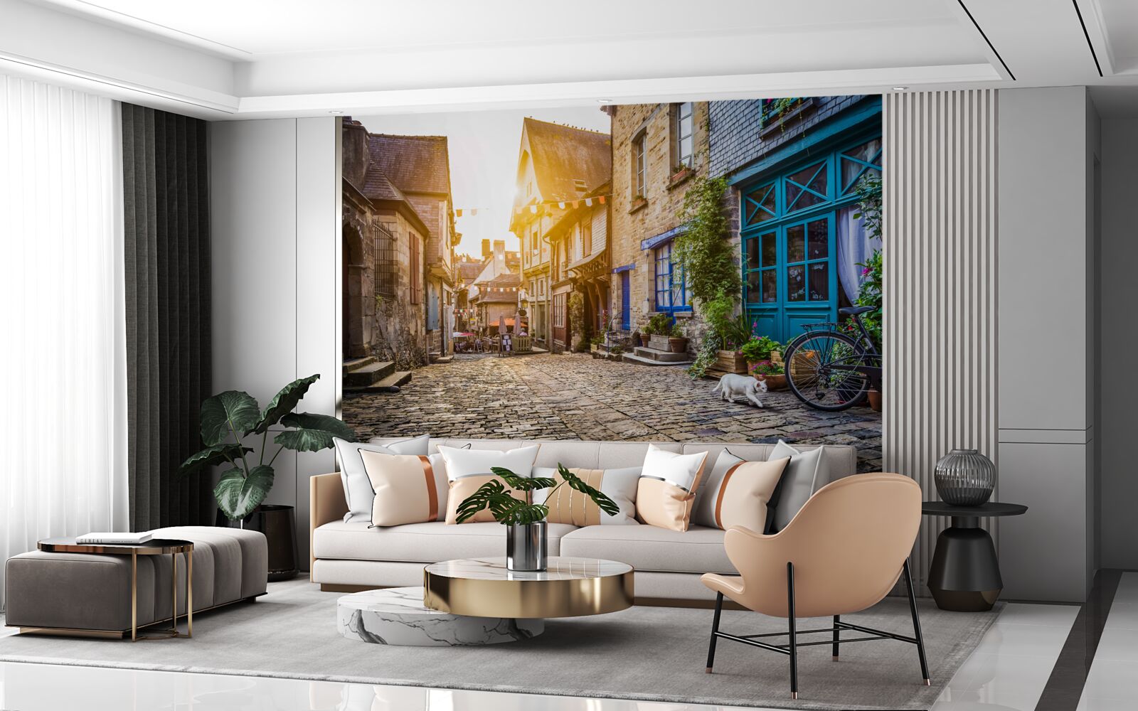 Fotobehang heldere ochtend in een oude nederzetting