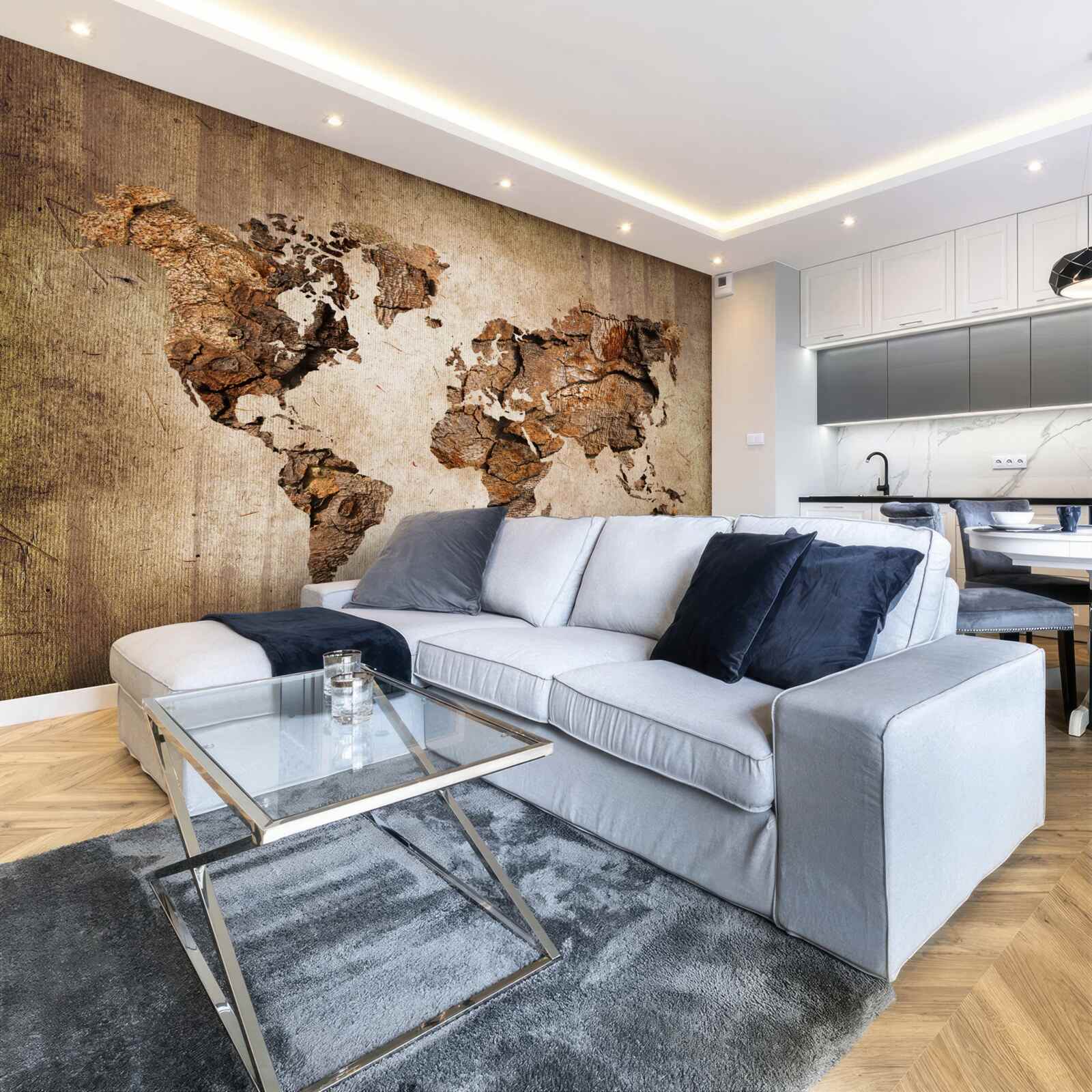 Fotobehang wereldkaart met de hoogtes van de bergen