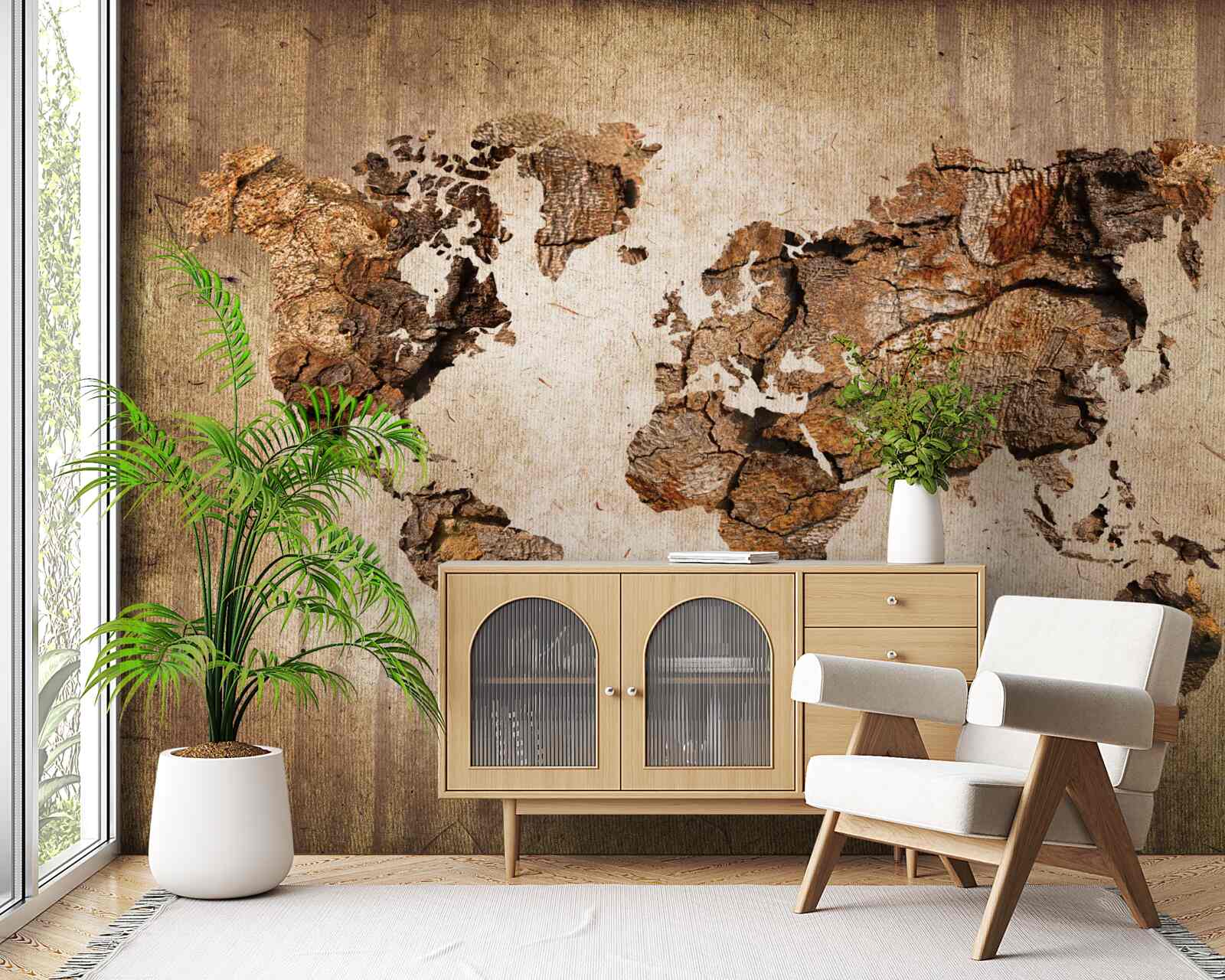 Fotobehang wereldkaart met de hoogtes van de bergen