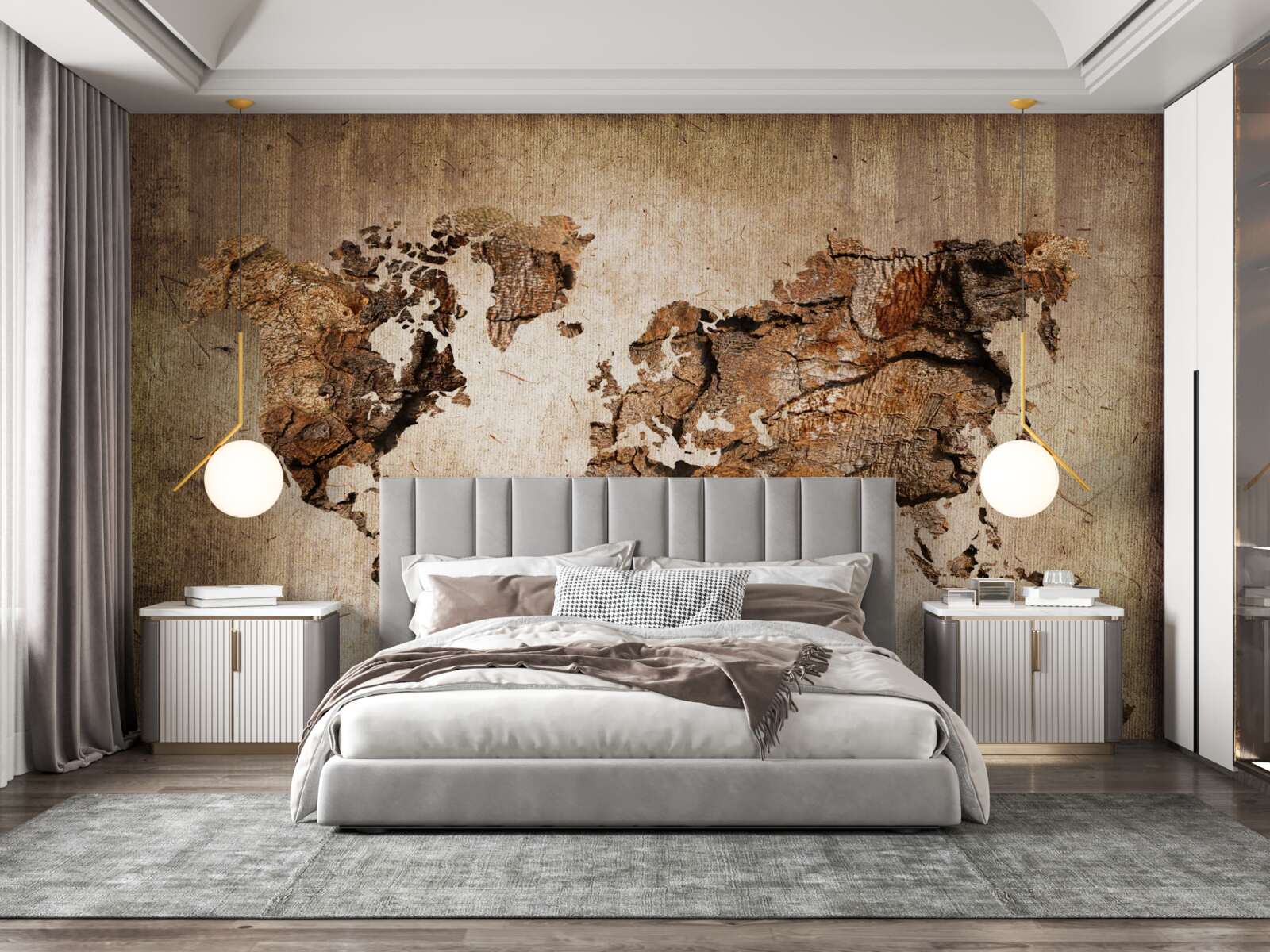 Fotobehang wereldkaart met de hoogtes van de bergen