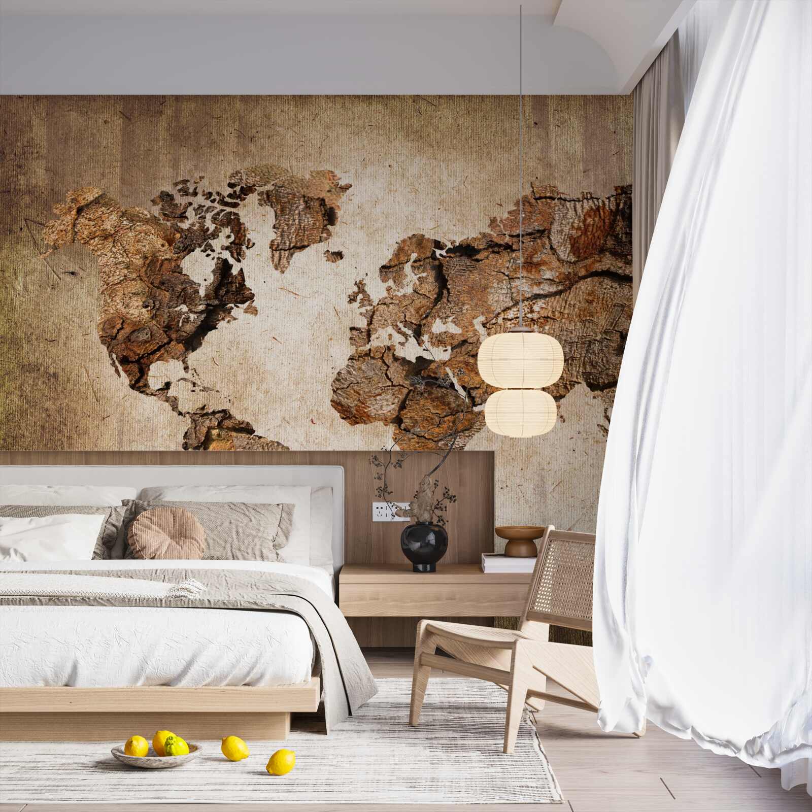 Fotobehang wereldkaart met de hoogtes van de bergen