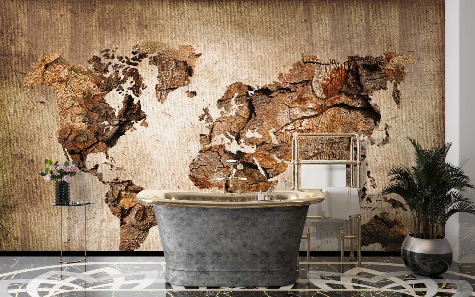 Fotobehang wereldkaart met de hoogtes van de bergen