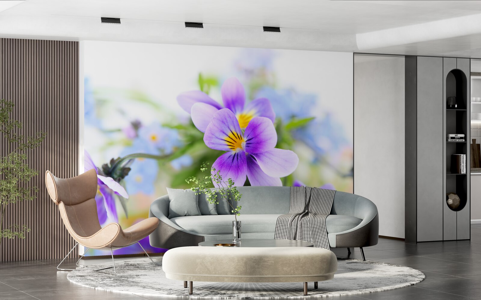 Fotobehang op een heldere dag delicate blauwe bloemen