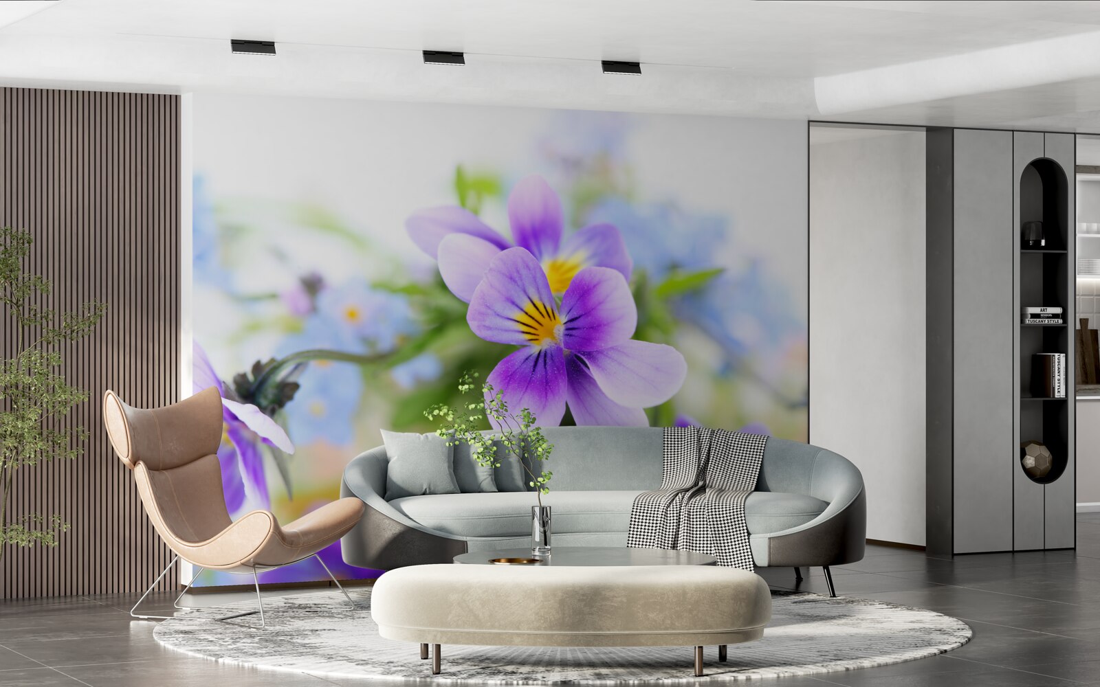 Fotobehang op een heldere dag delicate blauwe bloemen