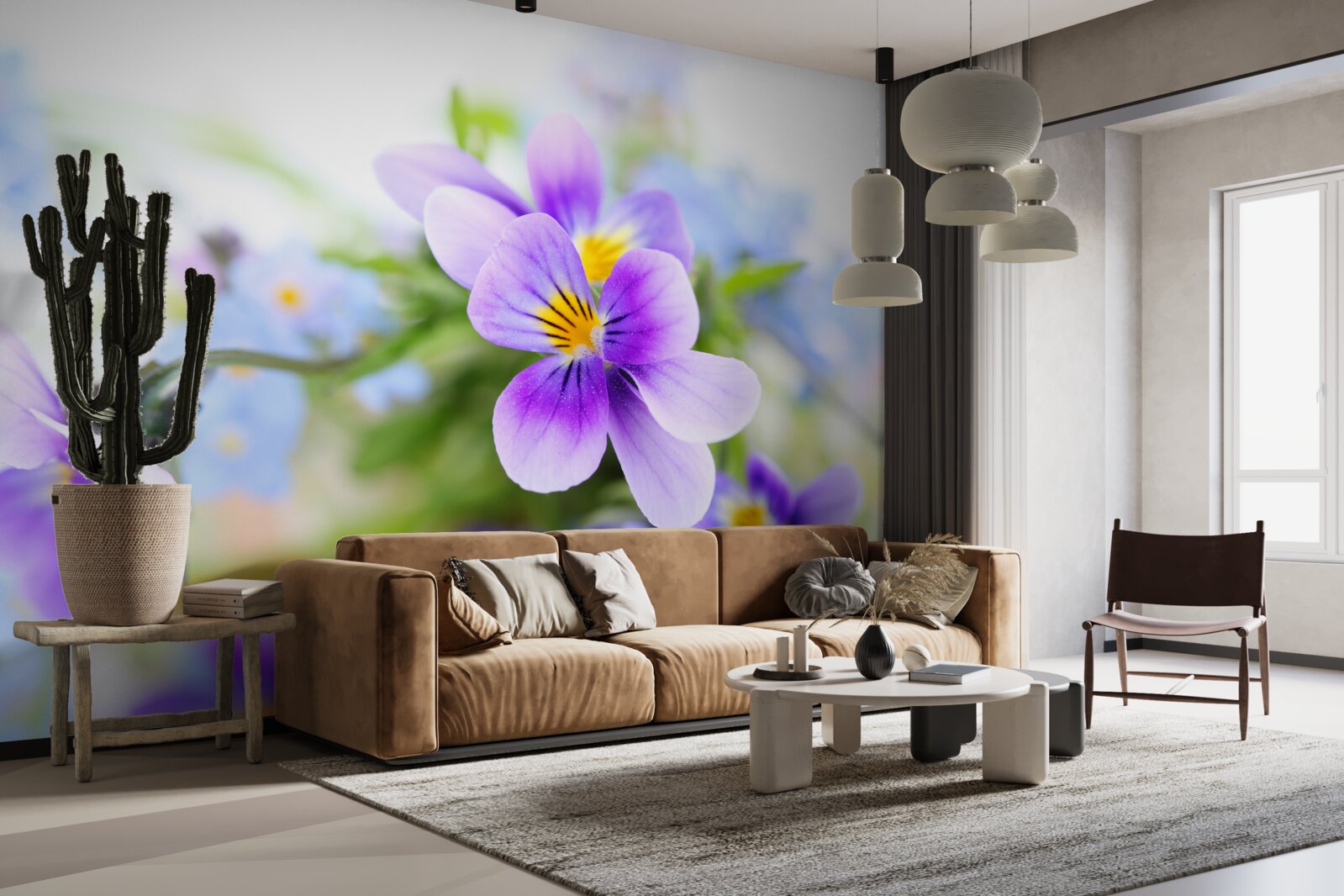 Fotobehang op een heldere dag delicate blauwe bloemen