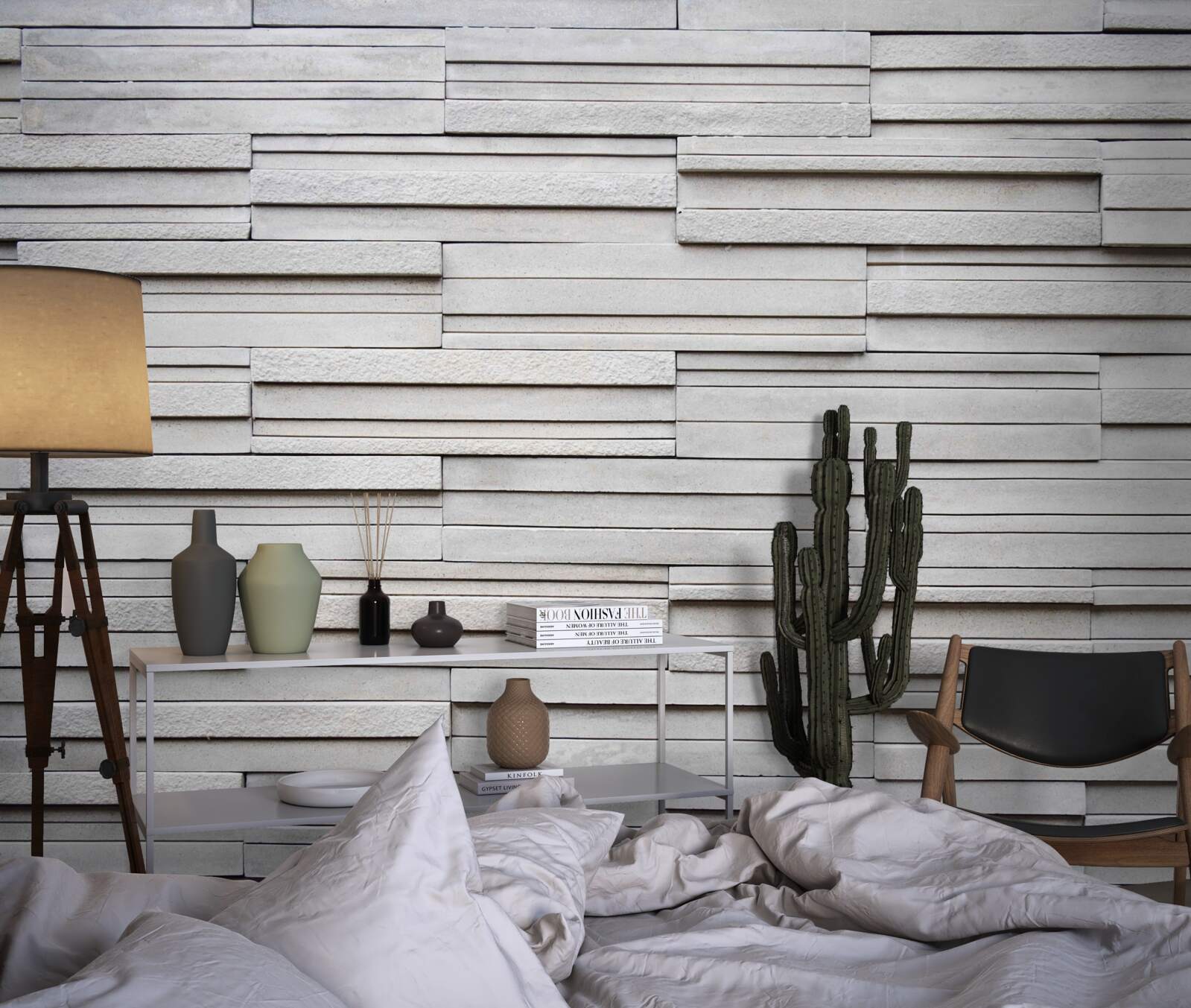 Fotobehang tegels van witte steen