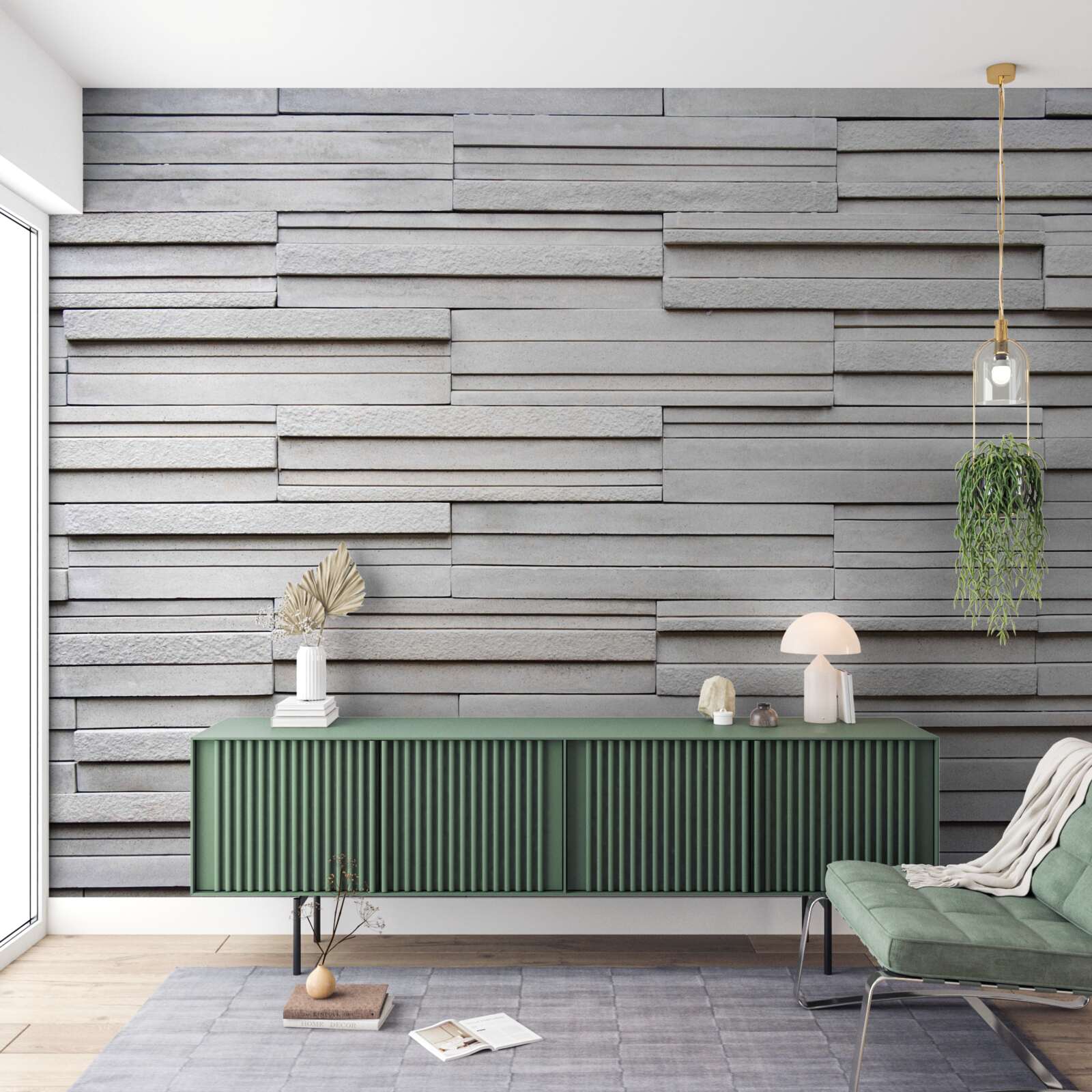 Fotobehang tegels van witte steen