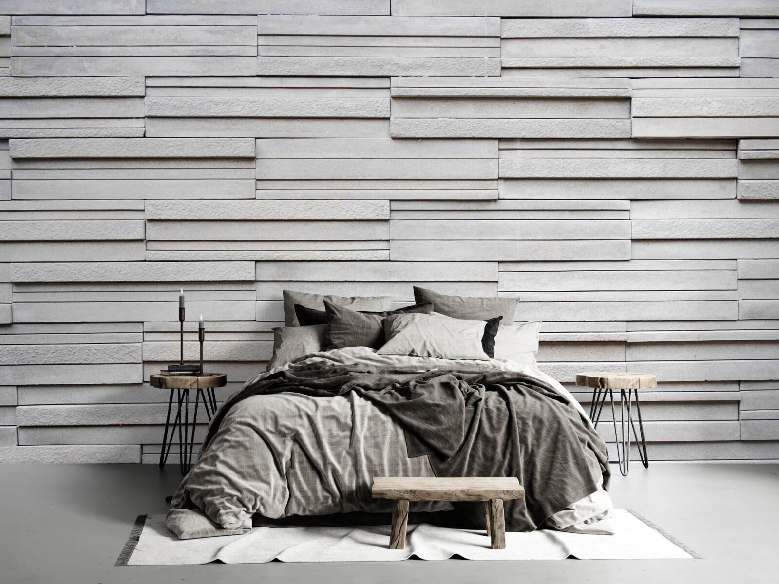 Fotobehang tegels van witte steen