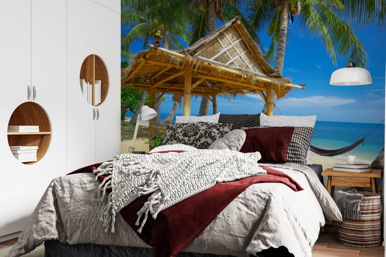 Fotobehang comfortabele gazebo aan het water