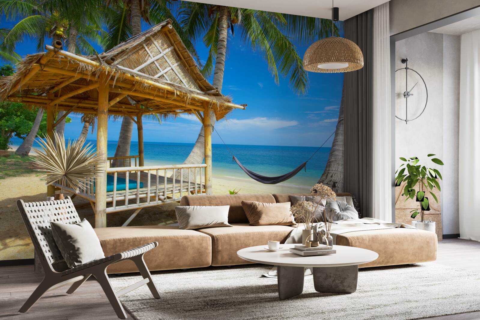 Fotobehang comfortabele gazebo aan het water