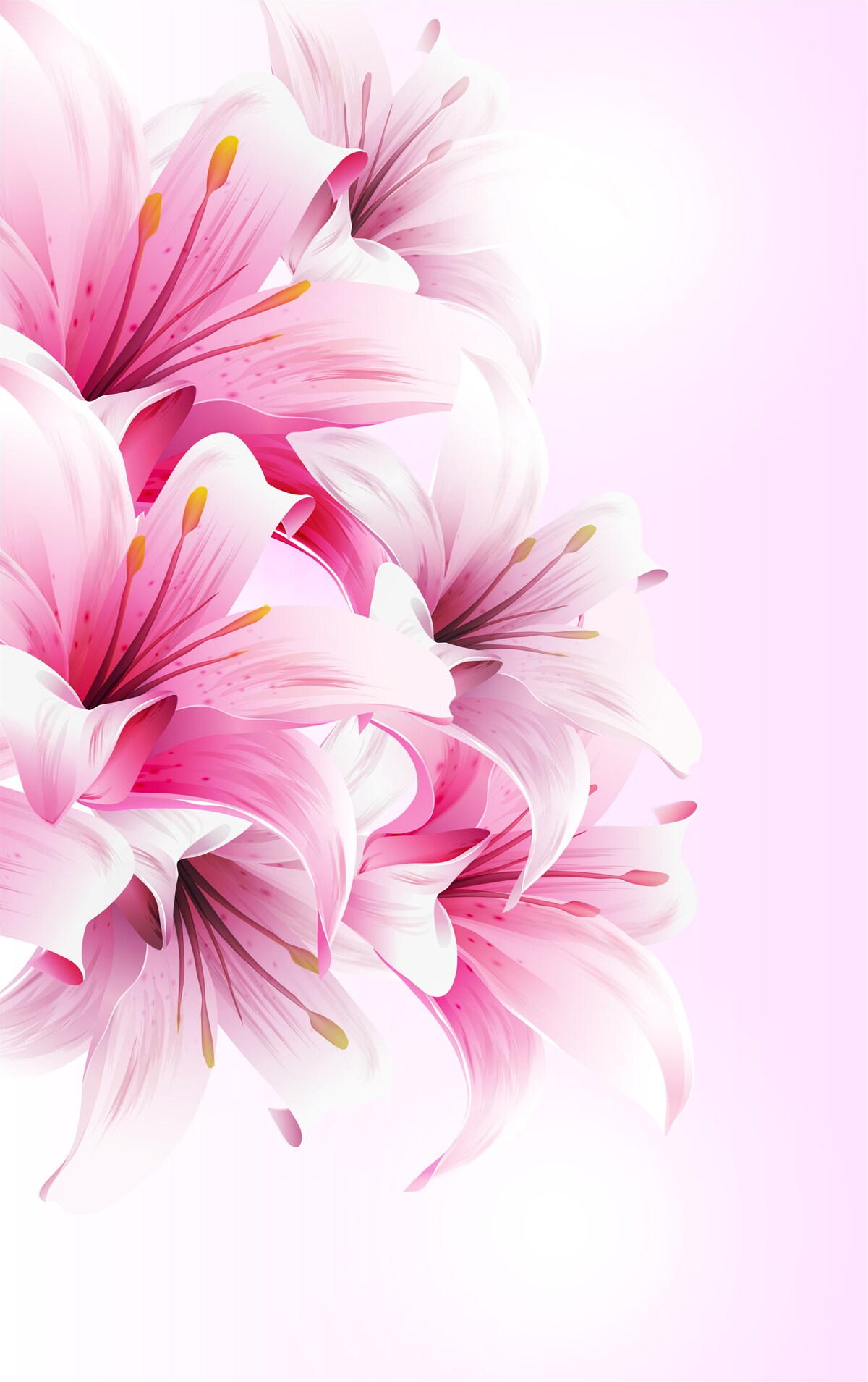 Fotobehang delicaat boeket van roze alstroemeria's