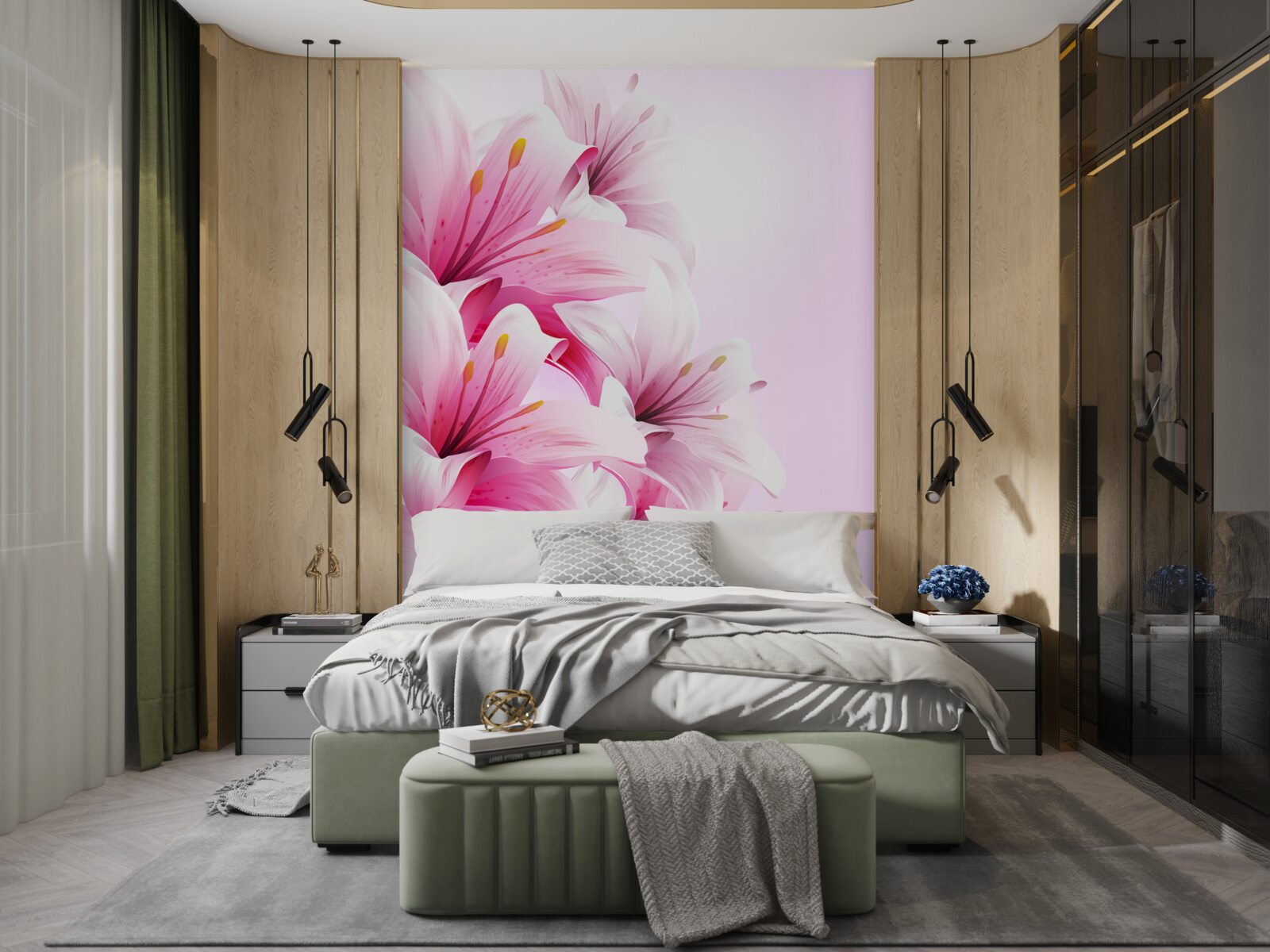 Fotobehang delicaat boeket van roze alstroemeria's