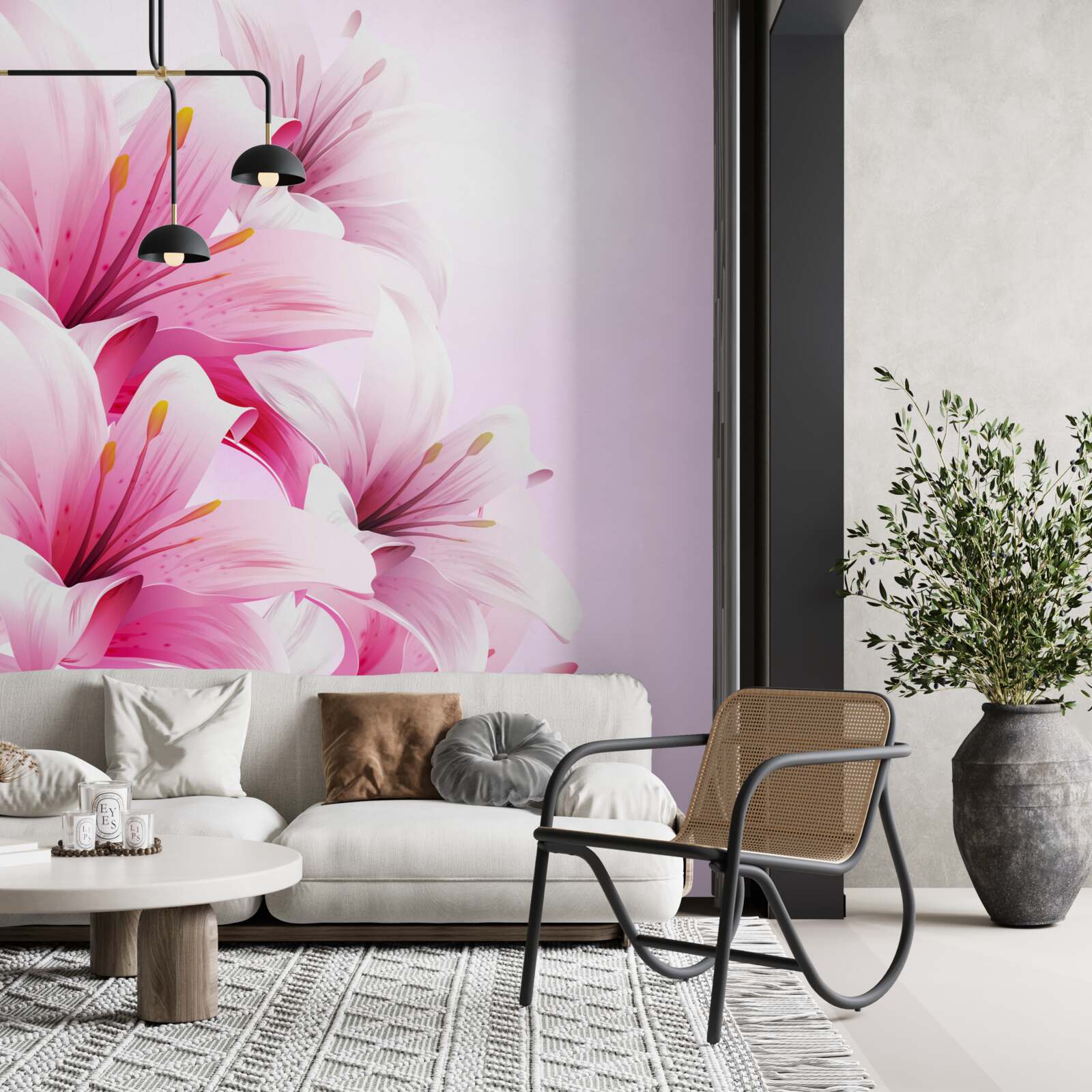 Fotobehang delicaat boeket van roze alstroemeria's