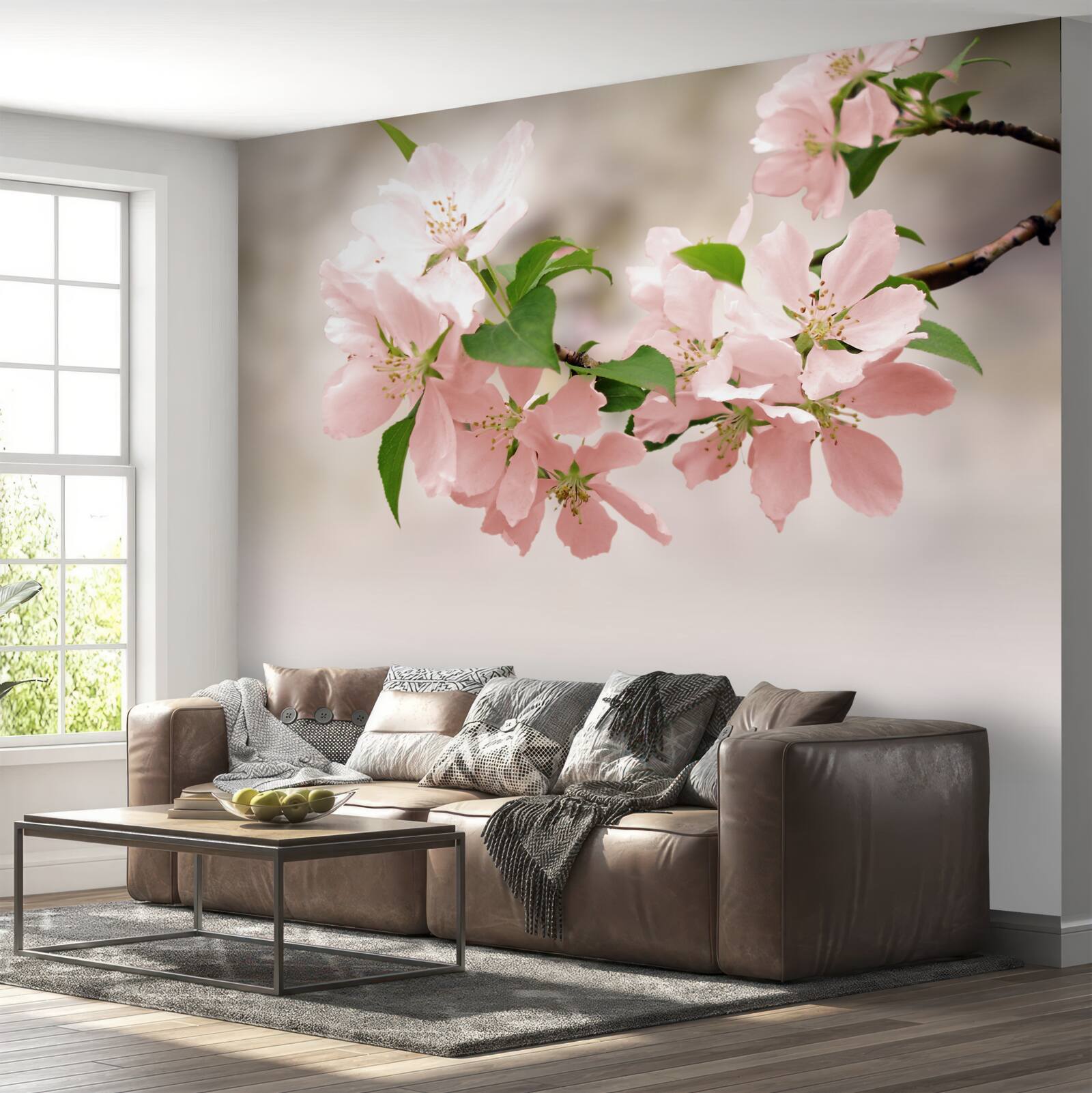 Fotobehang roze sakurabloemen