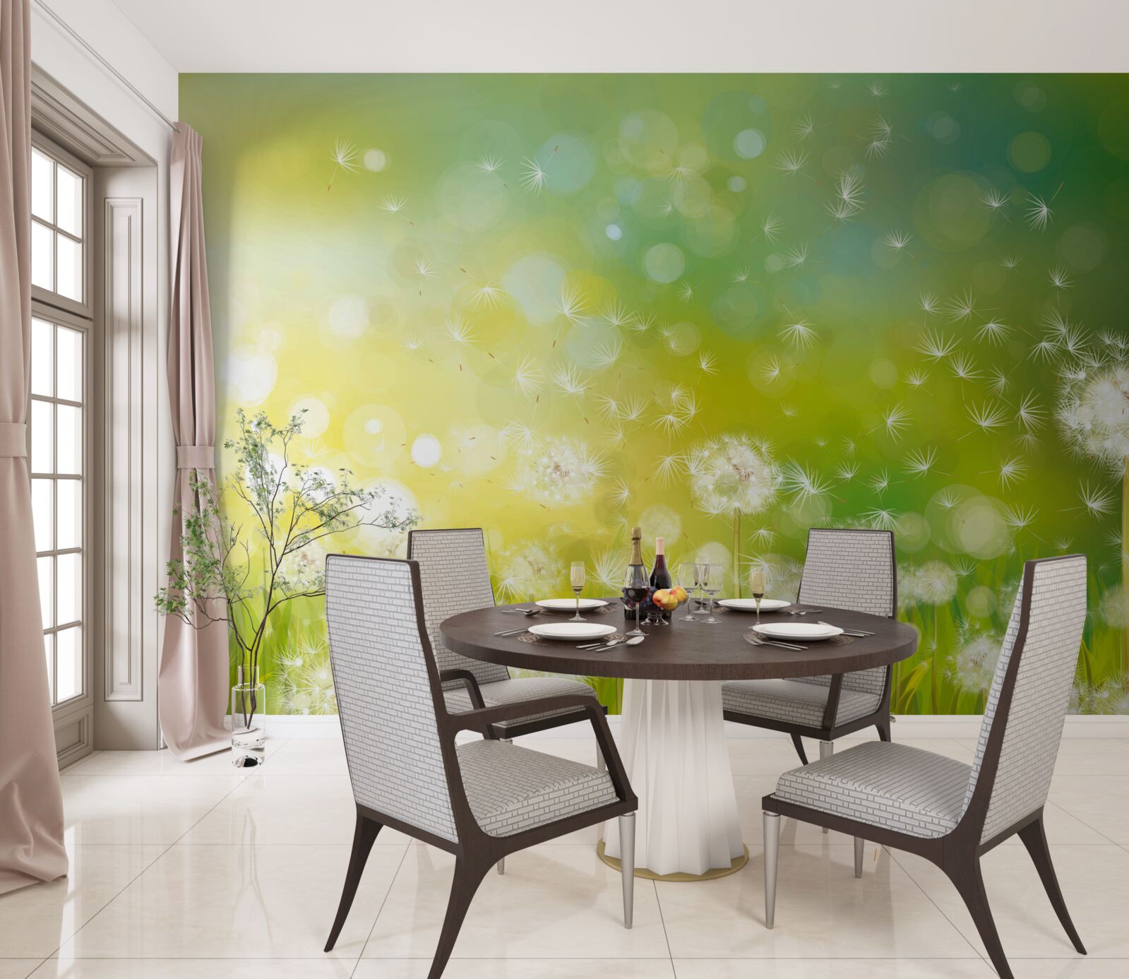 Fotobehang zomer paardenbloemen