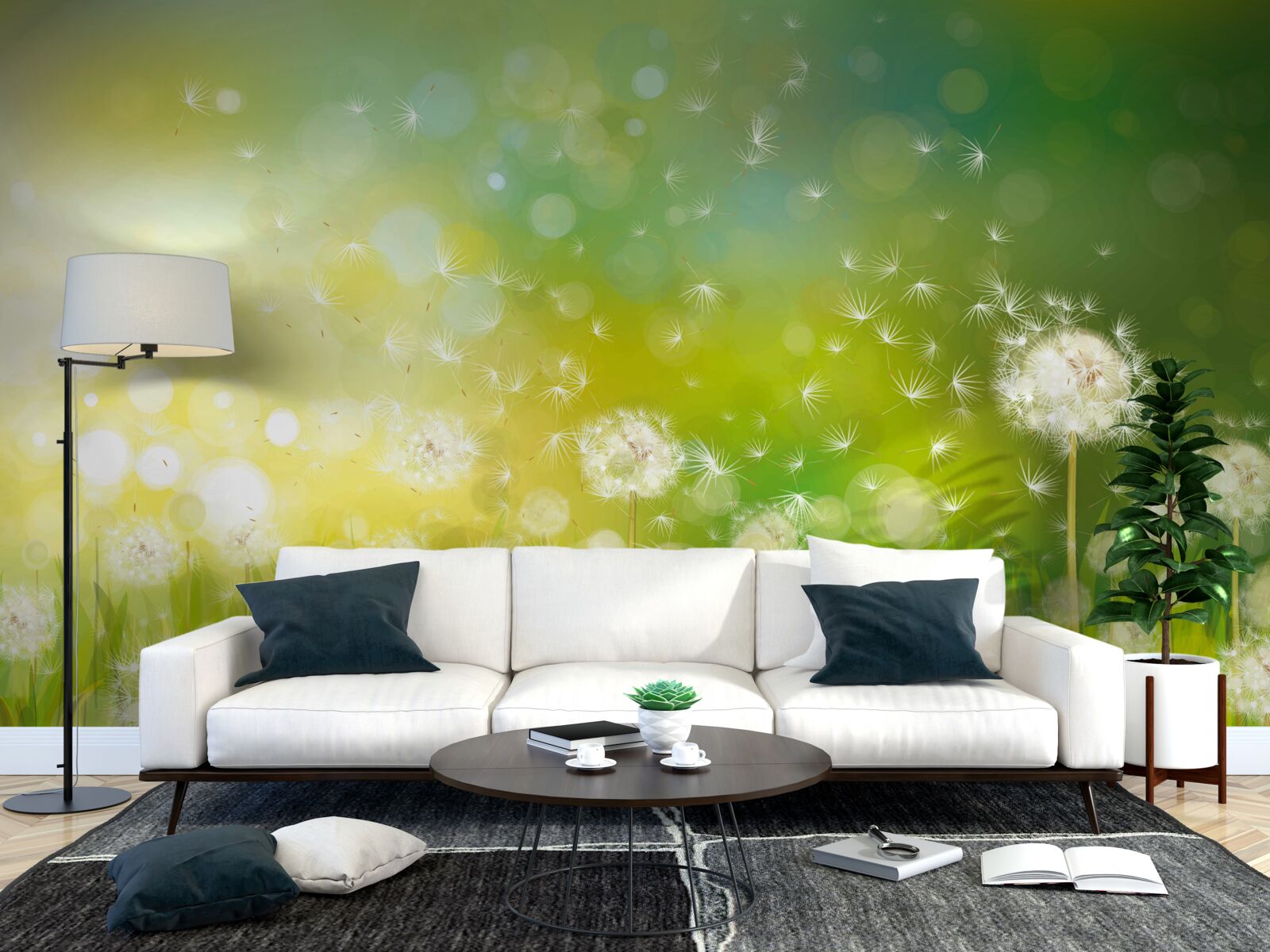 Fotobehang zomer paardenbloemen