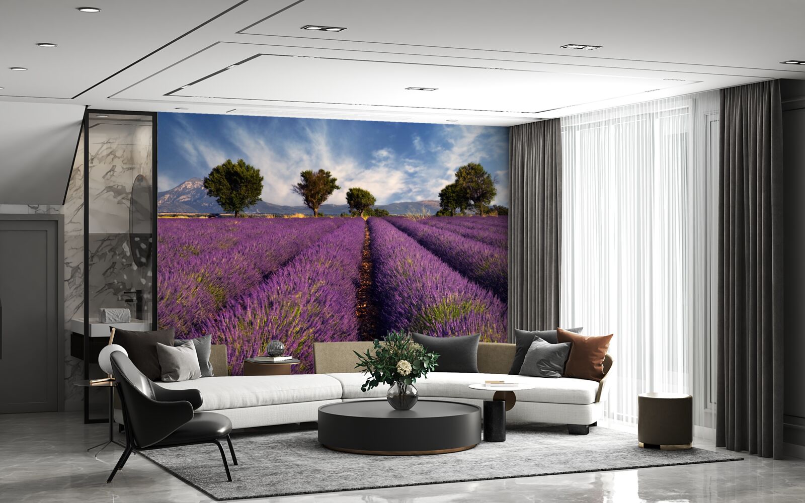 Fotobehang geurige lavendelvelden