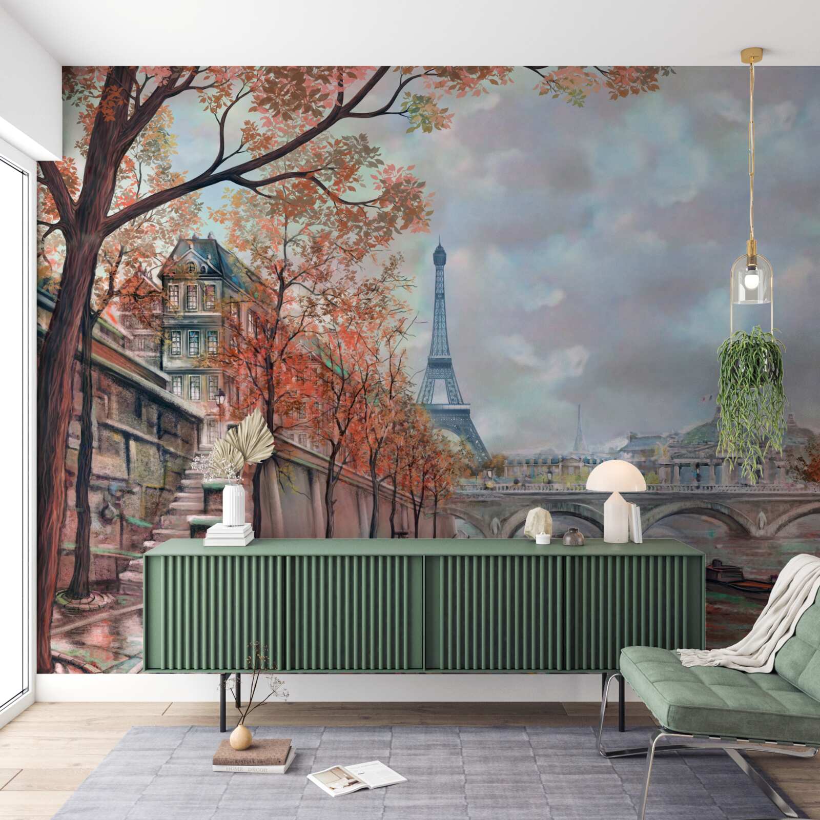 Fotobehang parijs landschap en dijk in kleuren