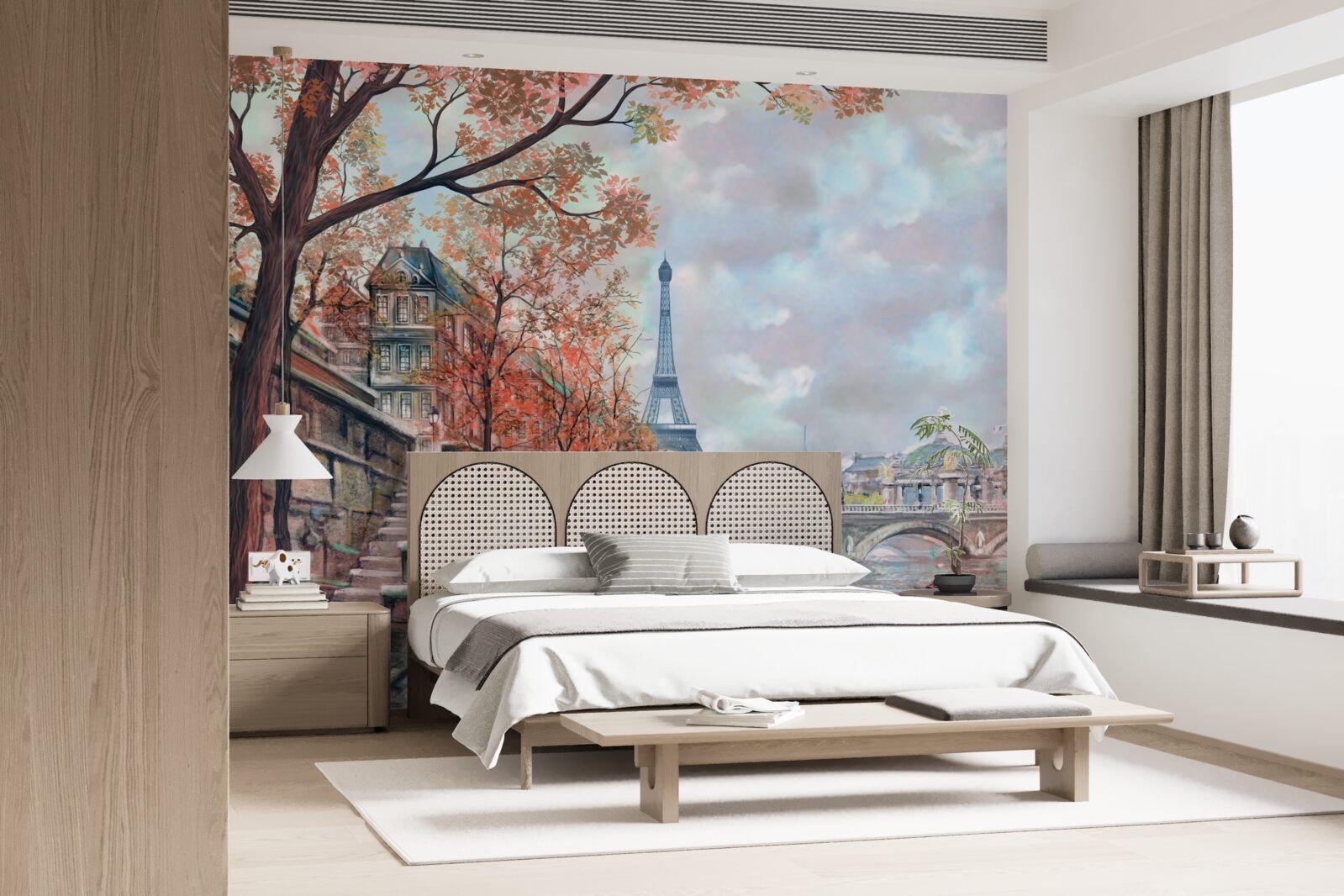 Fotobehang parijs landschap en dijk in kleuren