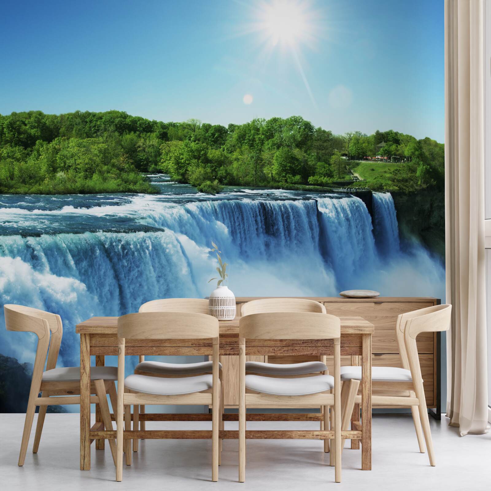 Fotobehang de kracht van een snel vallende grote waterval